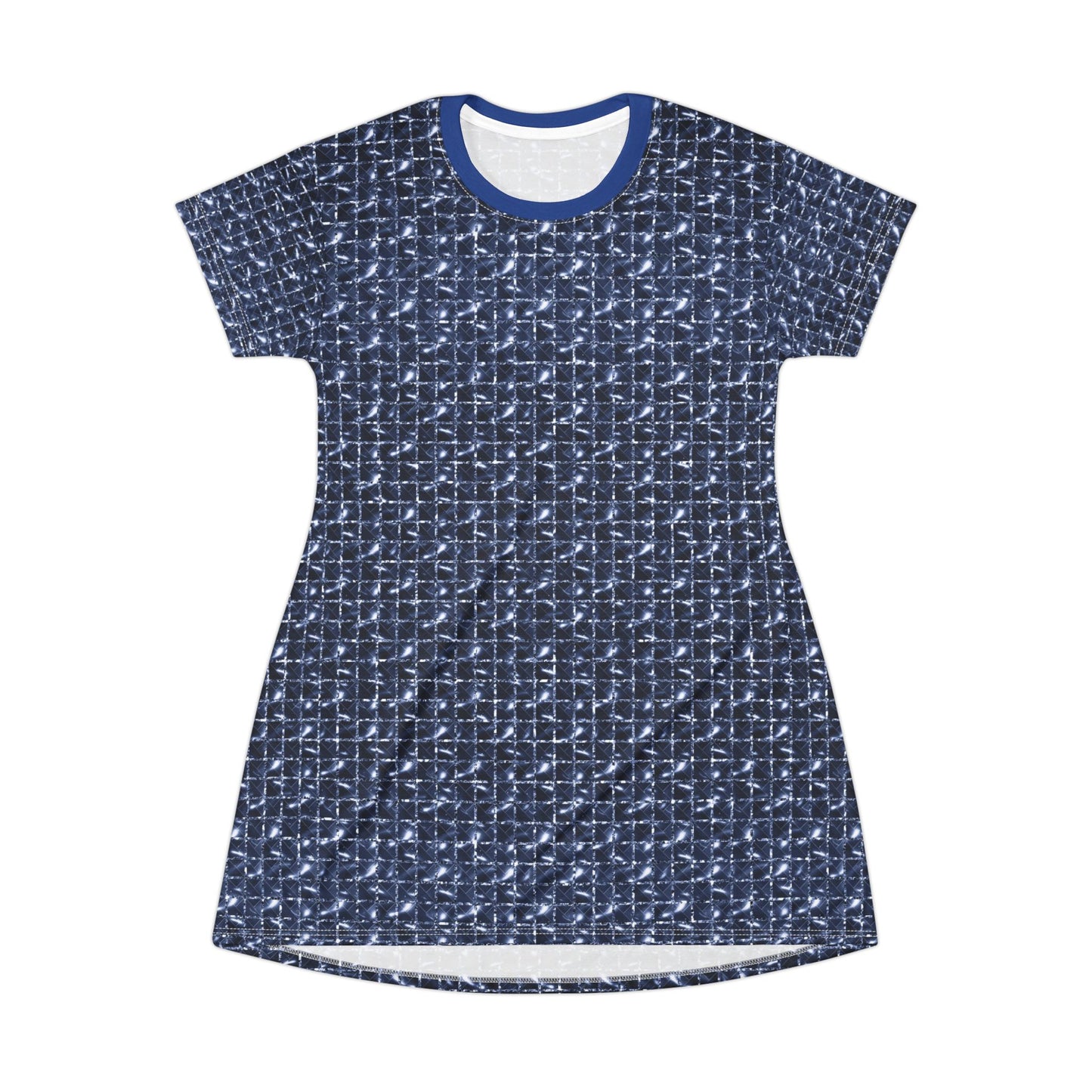 Navy Geometric Print T-Shirt Dress - Casual Comfort for Everyday Wear