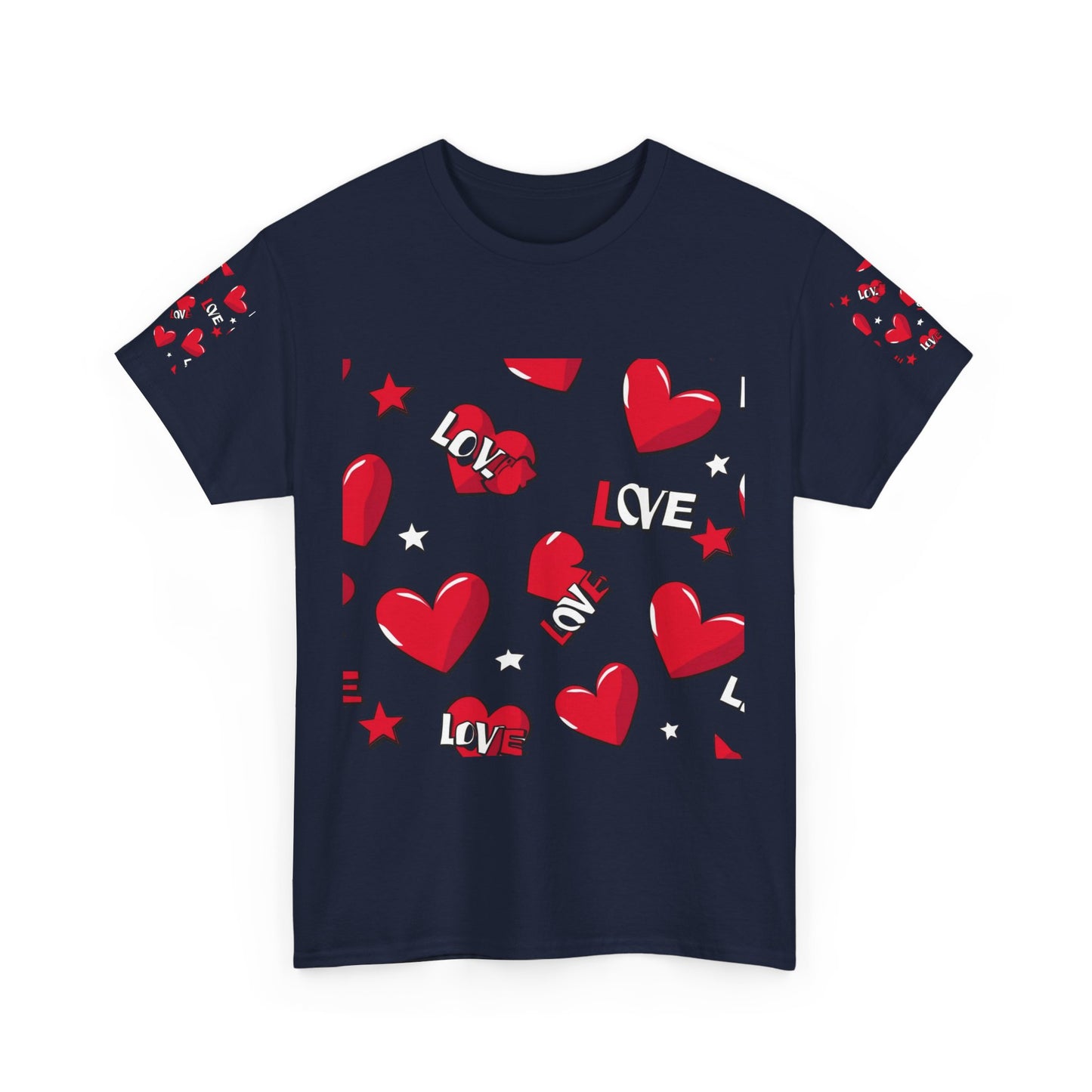 Romantic Love Heart Heavy Cotton Tee - Perfect for Everyday Wear