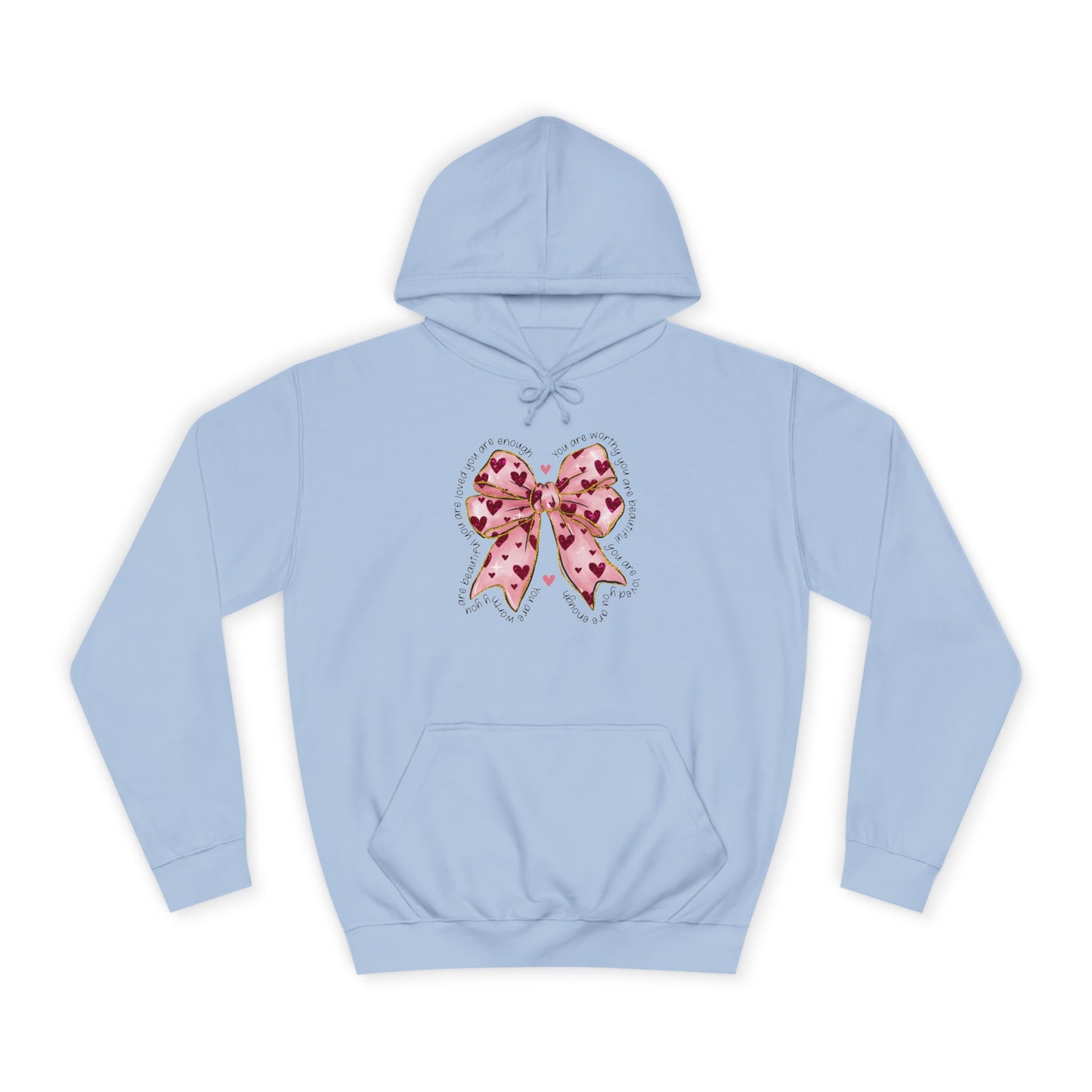 Cute Pink Bow College Hoodie - Stylish & Comfy