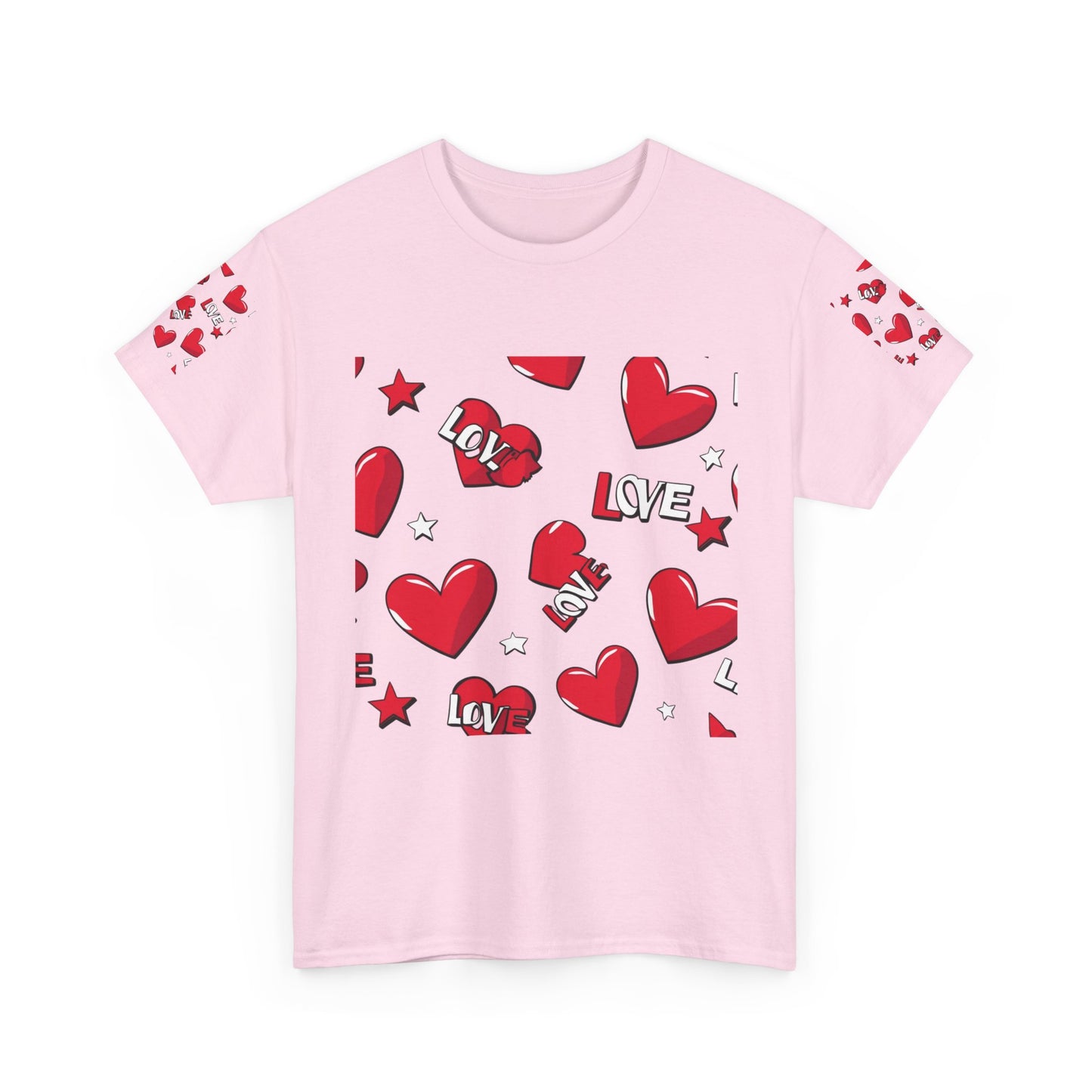 Romantic Love Heart Heavy Cotton Tee - Perfect for Everyday Wear