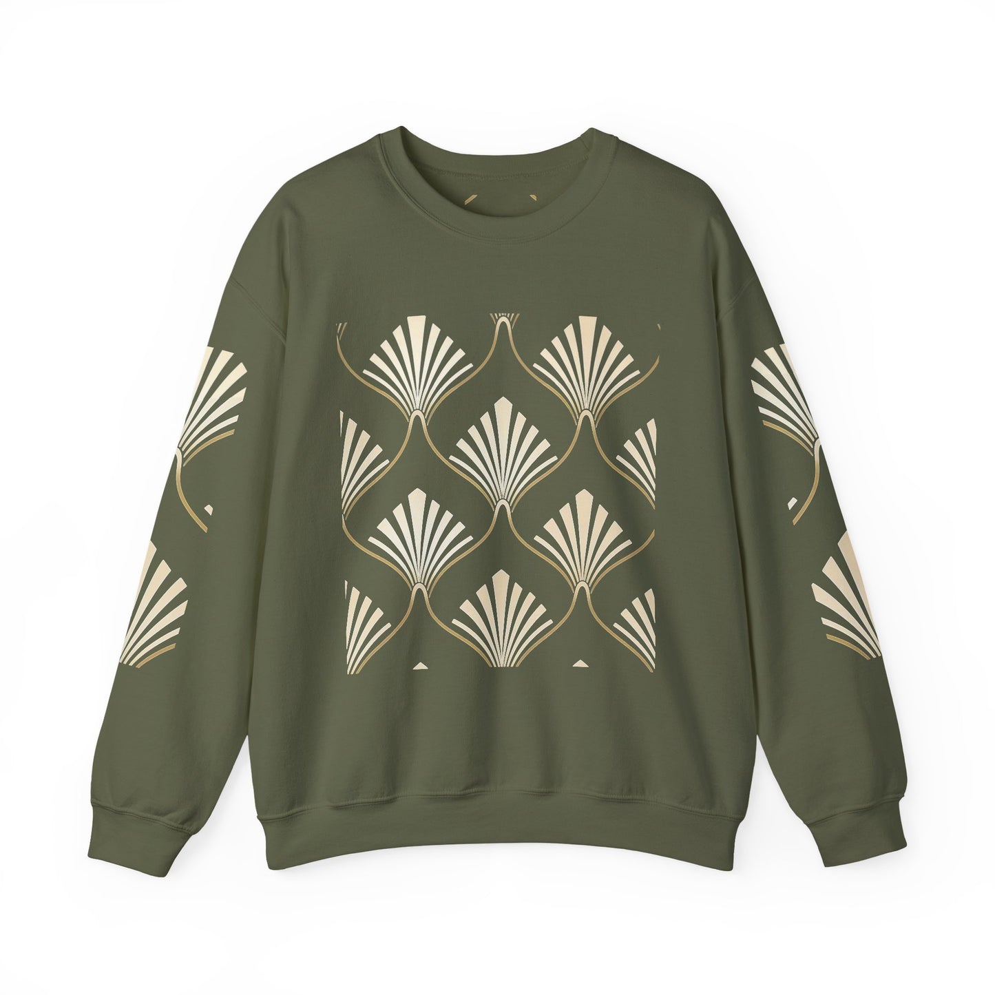 Elegant Gold Fan Pattern Crewneck Sweatshirt