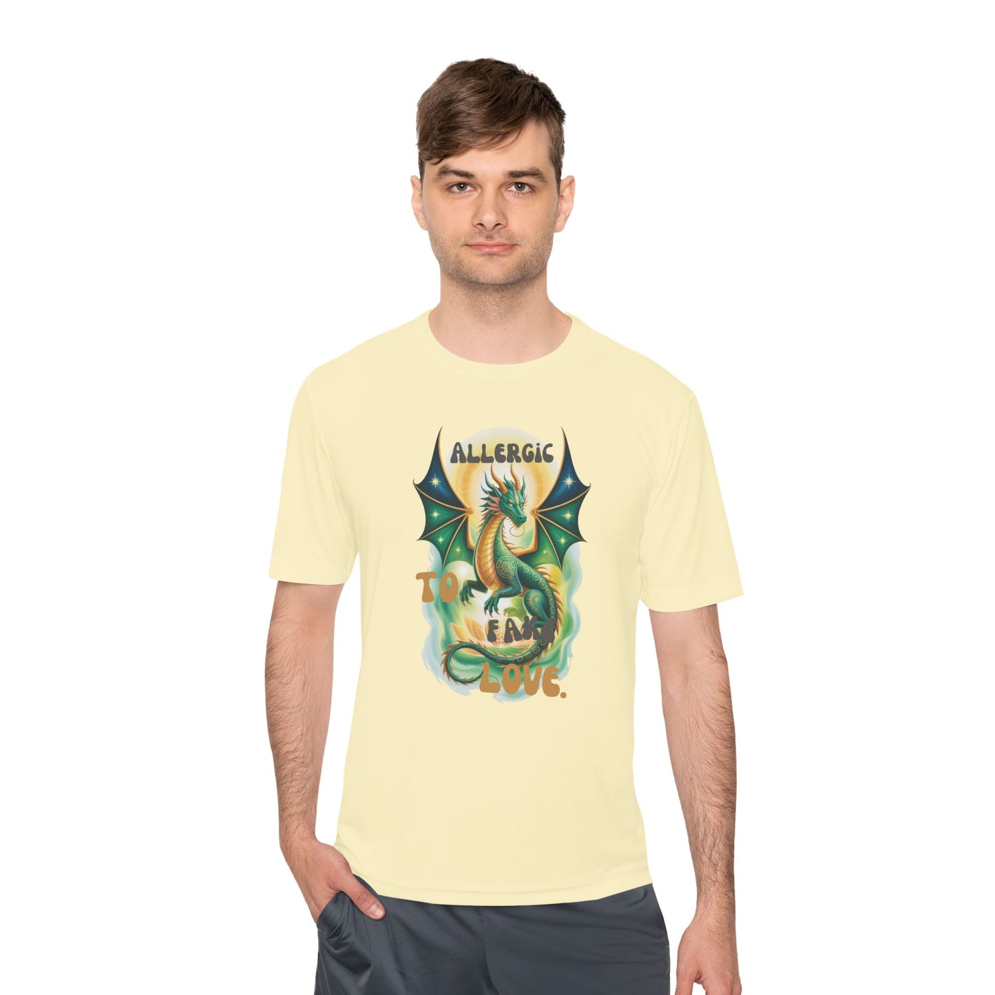 Dragon Allergy Moisture Wicking Tee, Funny T-Shirt for Allergy Awareness, Gift for Dragon Lovers, Fitness Wear, Unique Humor Tee