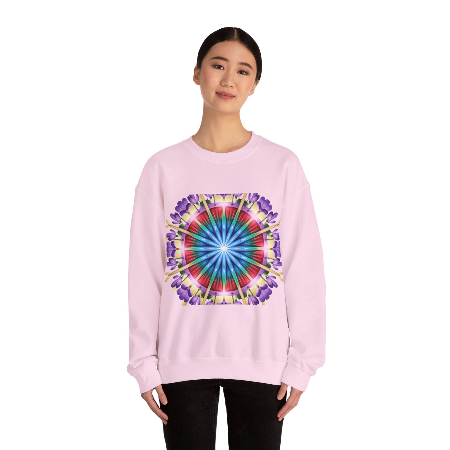 Vibrant Floral Mandala Crewneck Sweatshirt | Cozy Apparel, Stylish Gift, Casual Wear, Everyday Comfort, Botanical Design