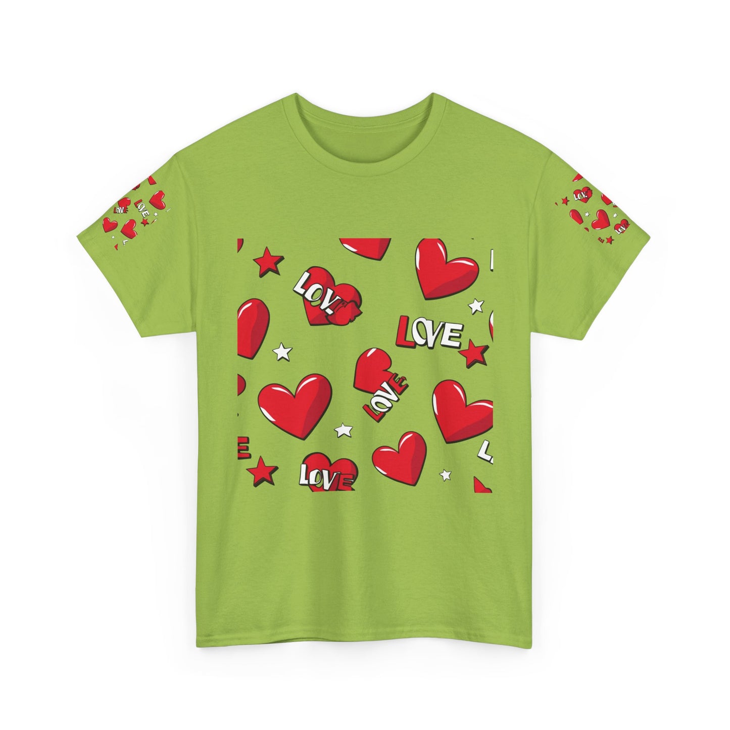 Romantic Love Heart Heavy Cotton Tee - Perfect for Everyday Wear