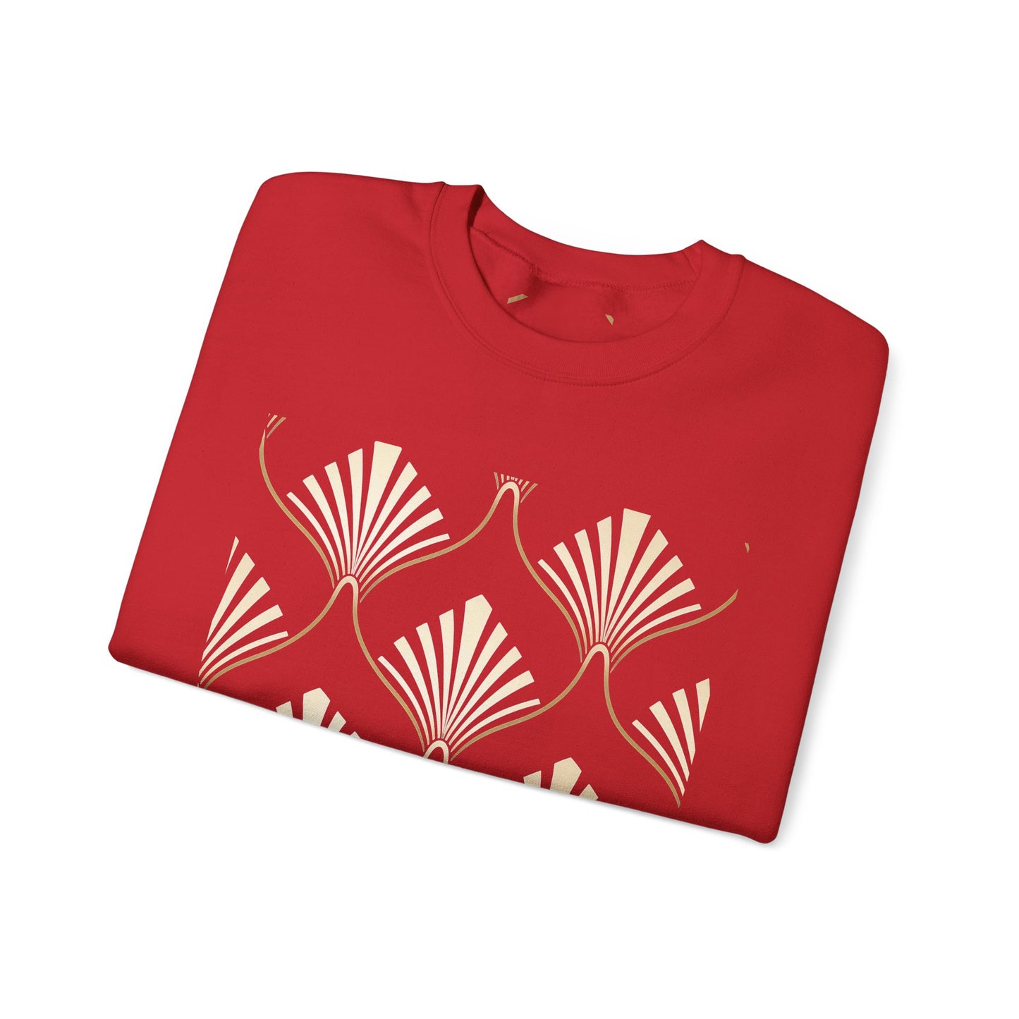 Elegant Gold Fan Pattern Crewneck Sweatshirt