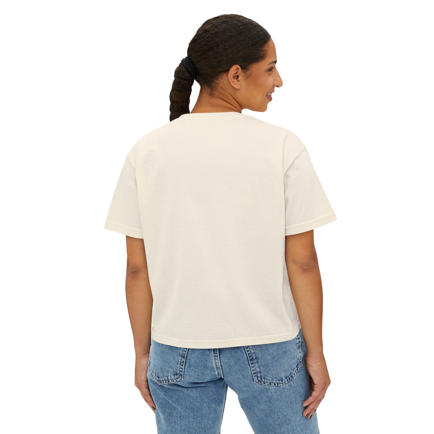 Flower Power Women's Boxy Tee, Vintage Inspired Top, Casual Streetwear, Boho Style Shirt, Perfect for Festivals, Everyday Wear