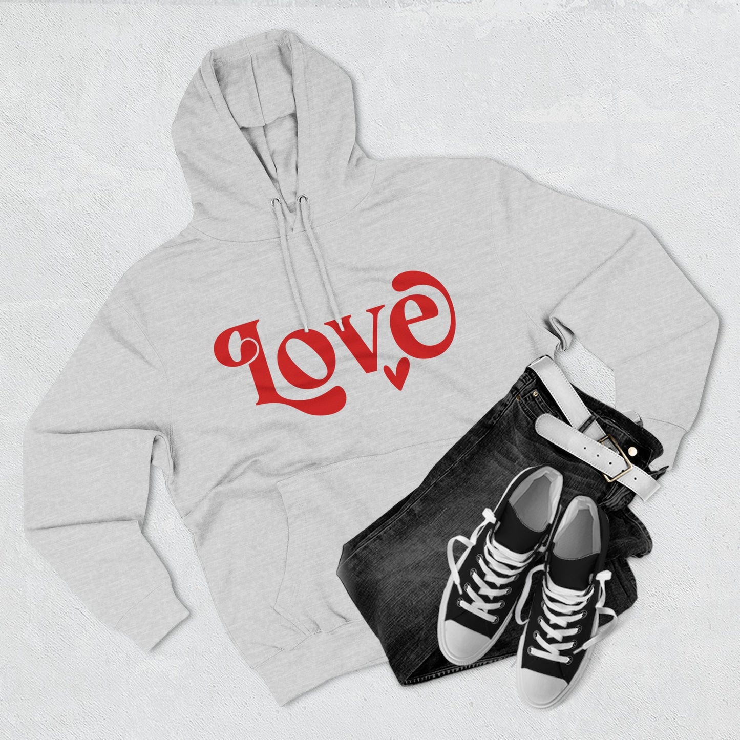 Sudadera con capucha de polar de tres paneles con gráfico Love