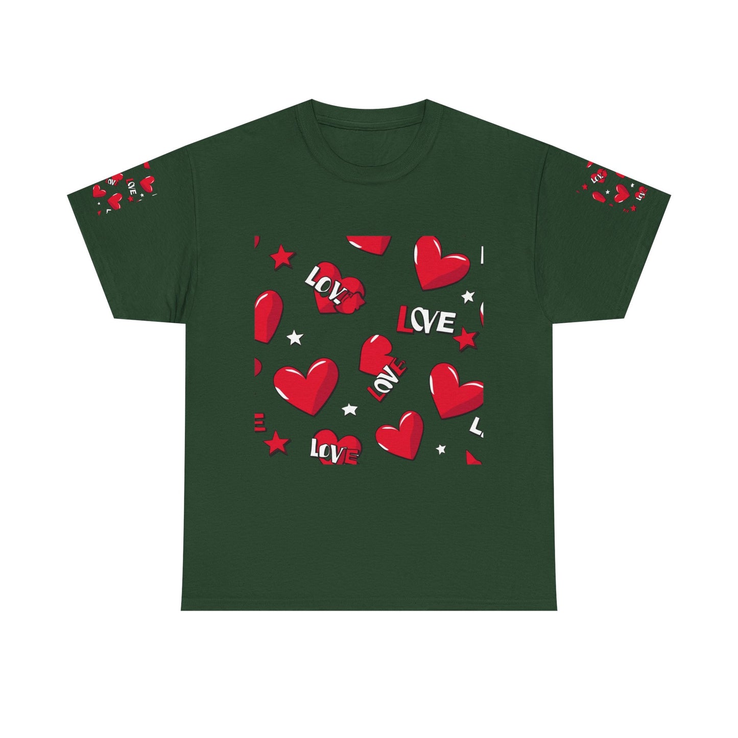 Romantic Love Heart Heavy Cotton Tee - Perfect for Everyday Wear