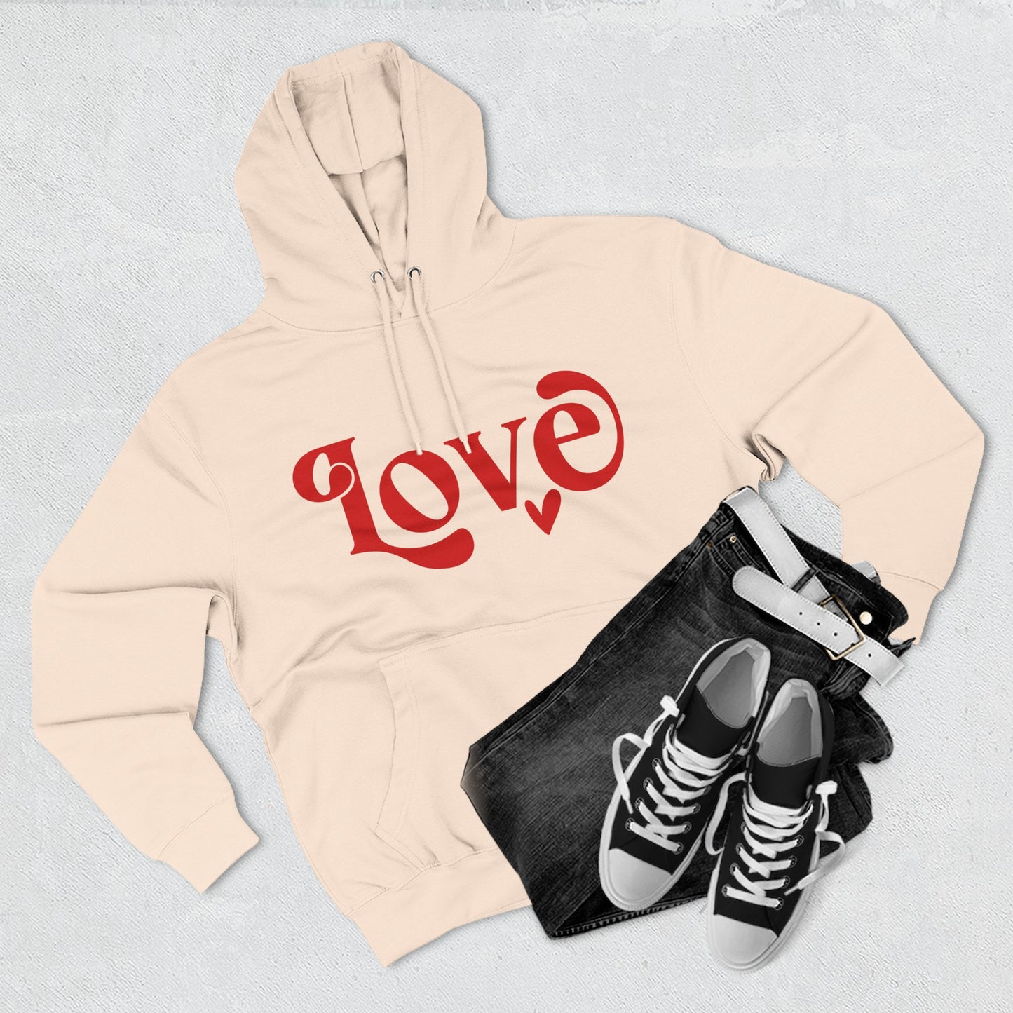 Sudadera con capucha de polar de tres paneles con gráfico Love