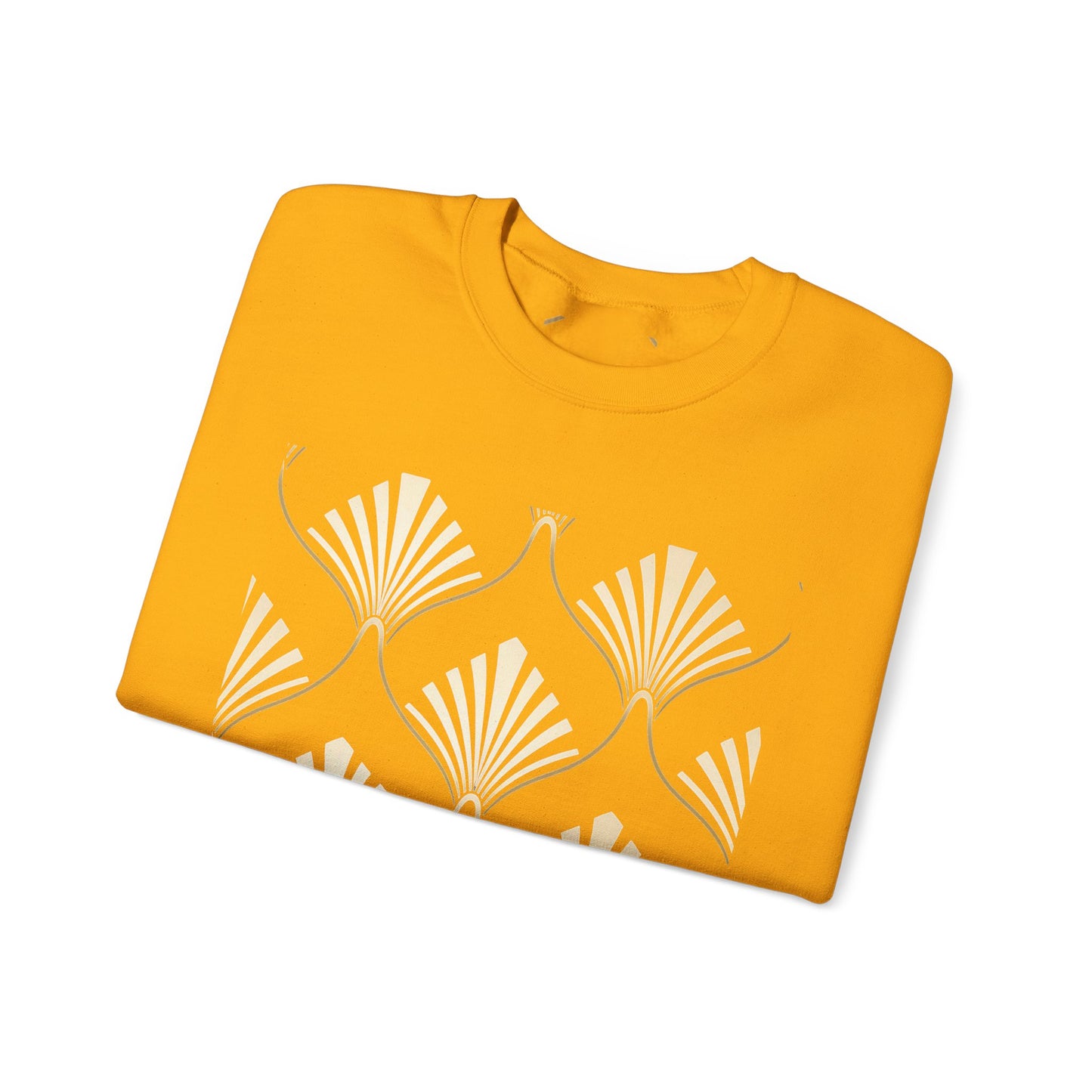 Elegant Gold Fan Pattern Crewneck Sweatshirt