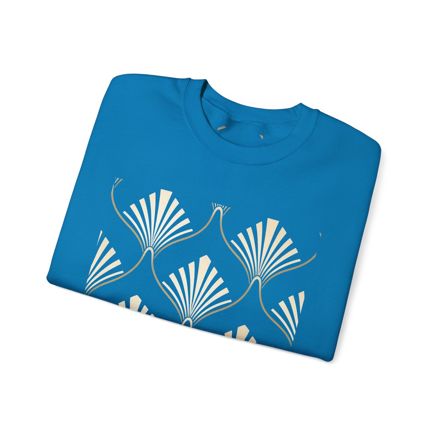 Elegant Gold Fan Pattern Crewneck Sweatshirt