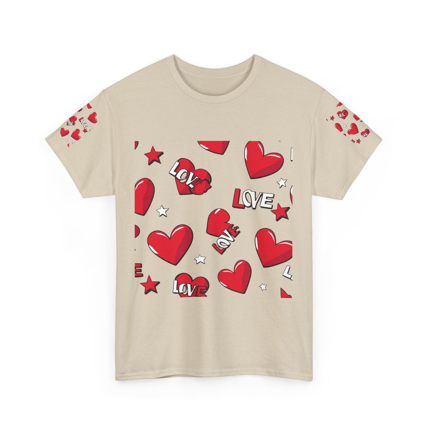 Romantic Love Heart Heavy Cotton Tee - Perfect for Everyday Wear