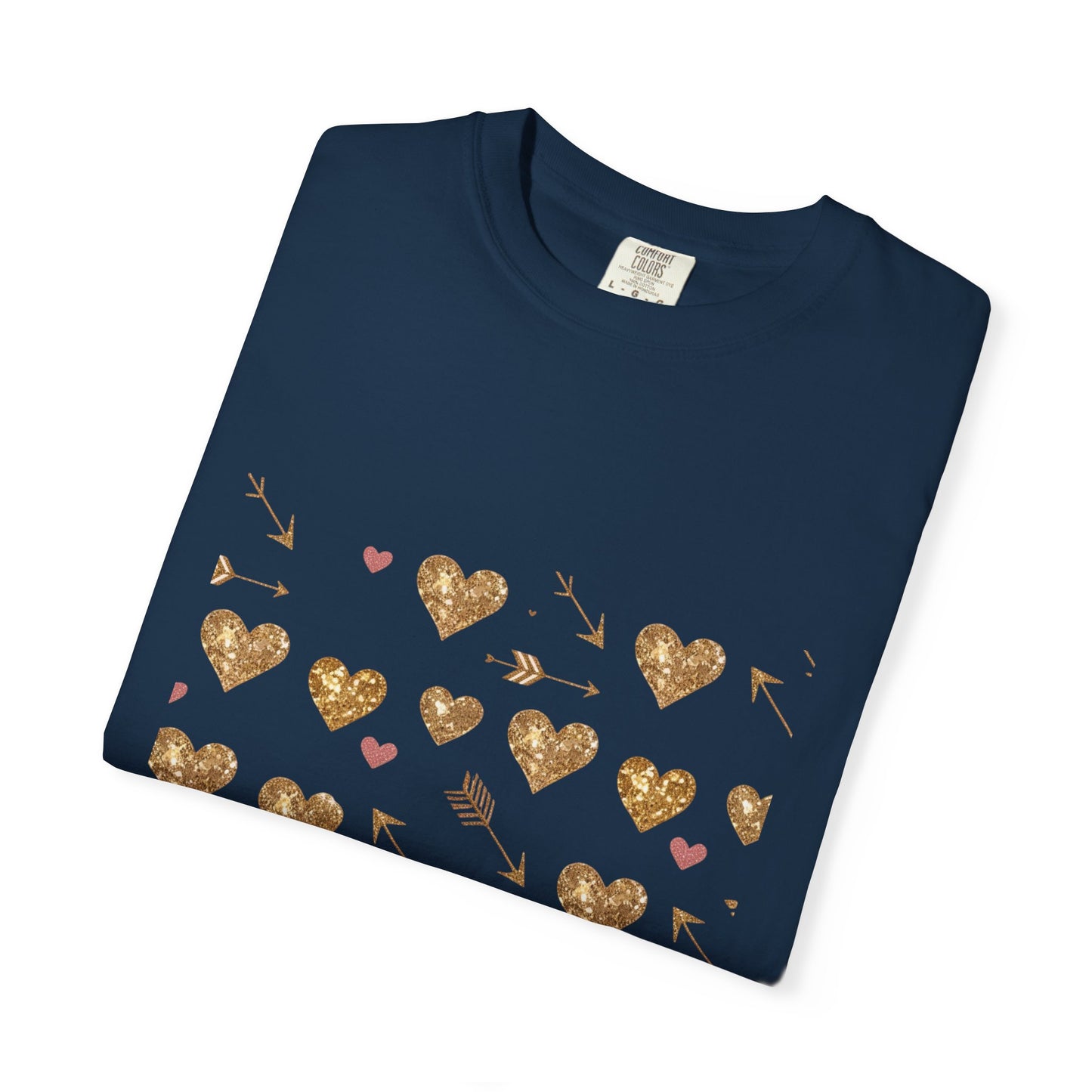Gold Heart Pattern Women T-Shirt - Perfect for Everyday Love