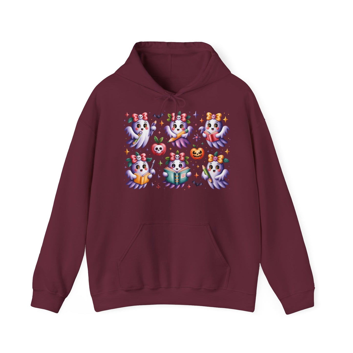 Whimsical Ghosts Halloween Hoodie, Spooky Sweatshirt, Women Cozy Pullover, Halloween Apparel, Pumpkin Decor, Ghostly Fashion
