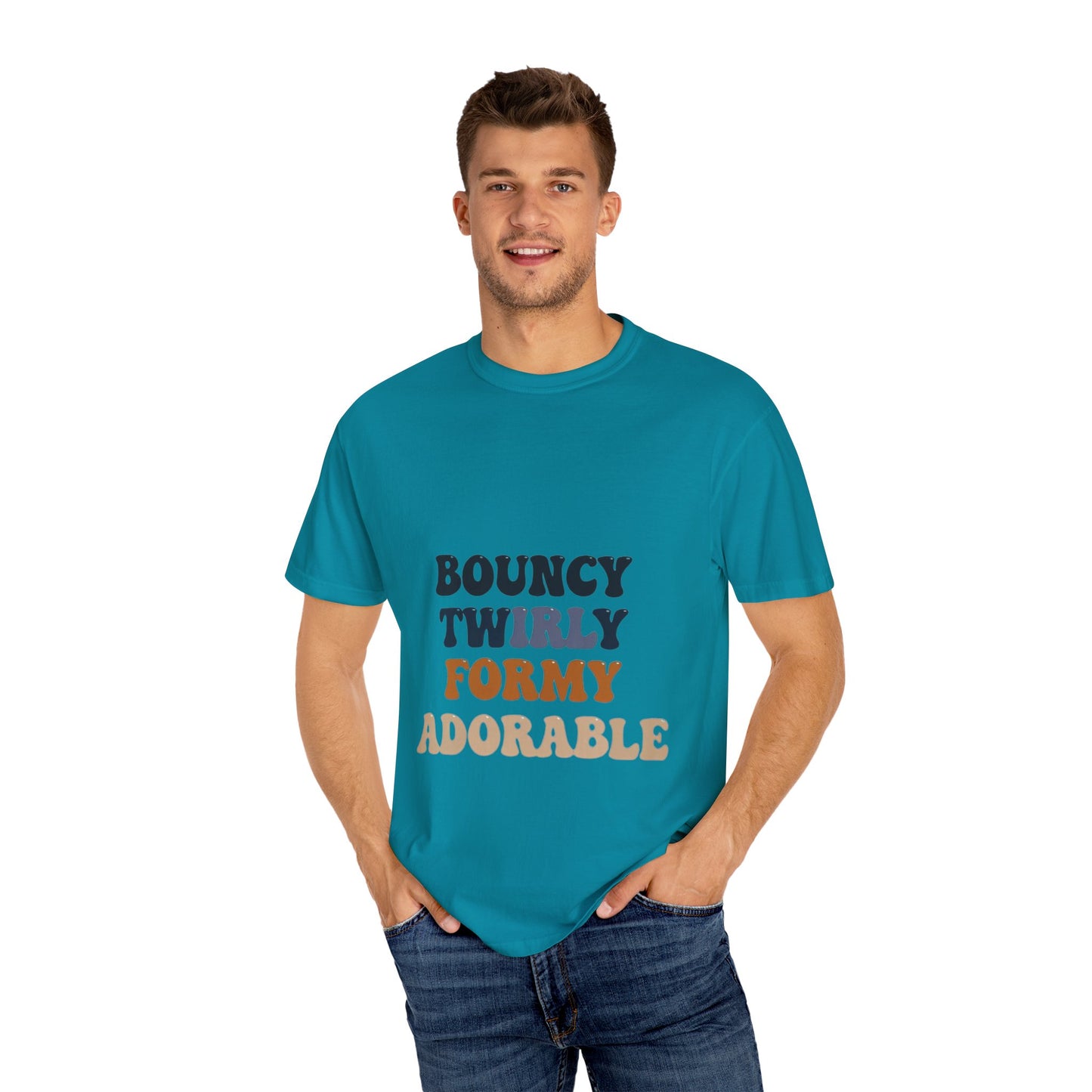 Bouncy Twirly Adorable T-Shirt – Men Garment-Dyed Tee for Fun Lovin' Souls
