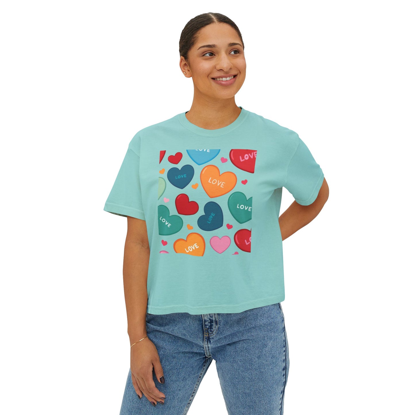 Camiseta con estampado de corazón para mujer Love Boxy Tee