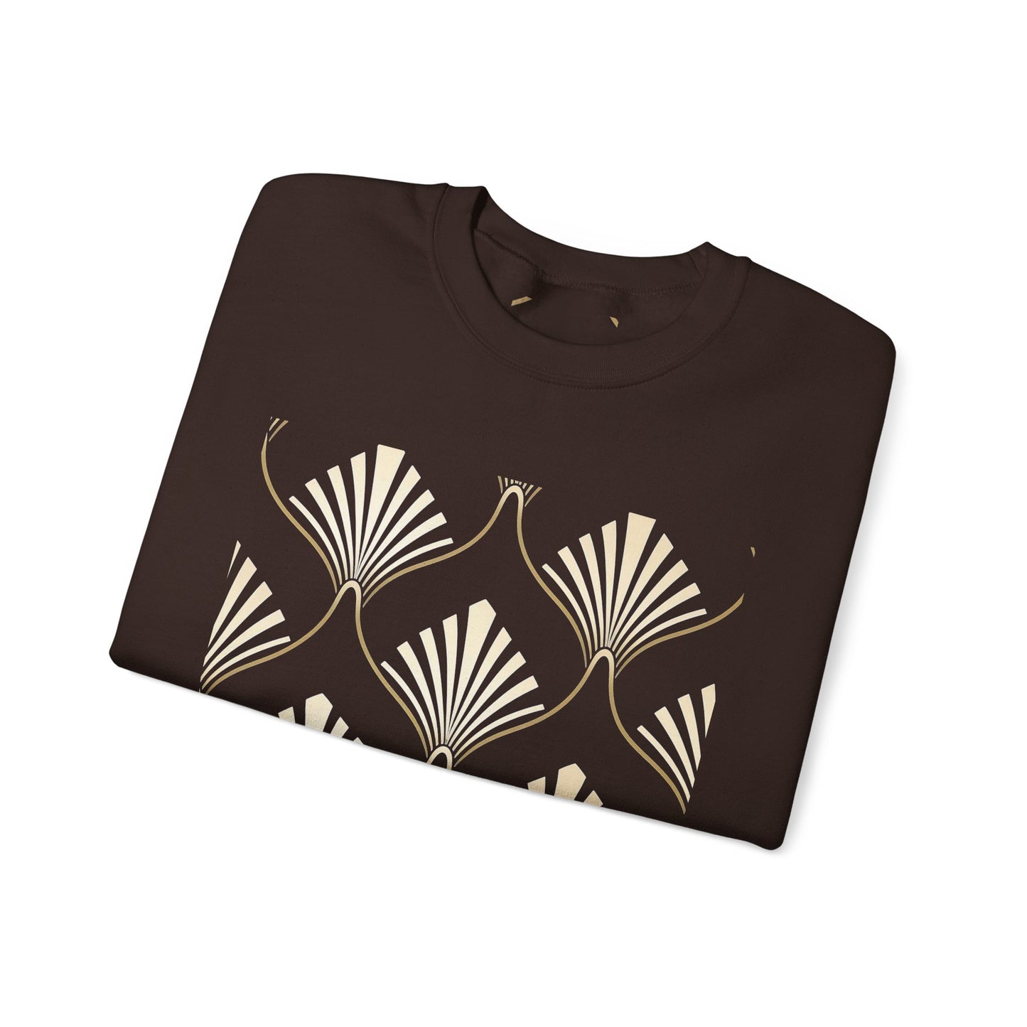 Elegant Gold Fan Pattern Crewneck Sweatshirt