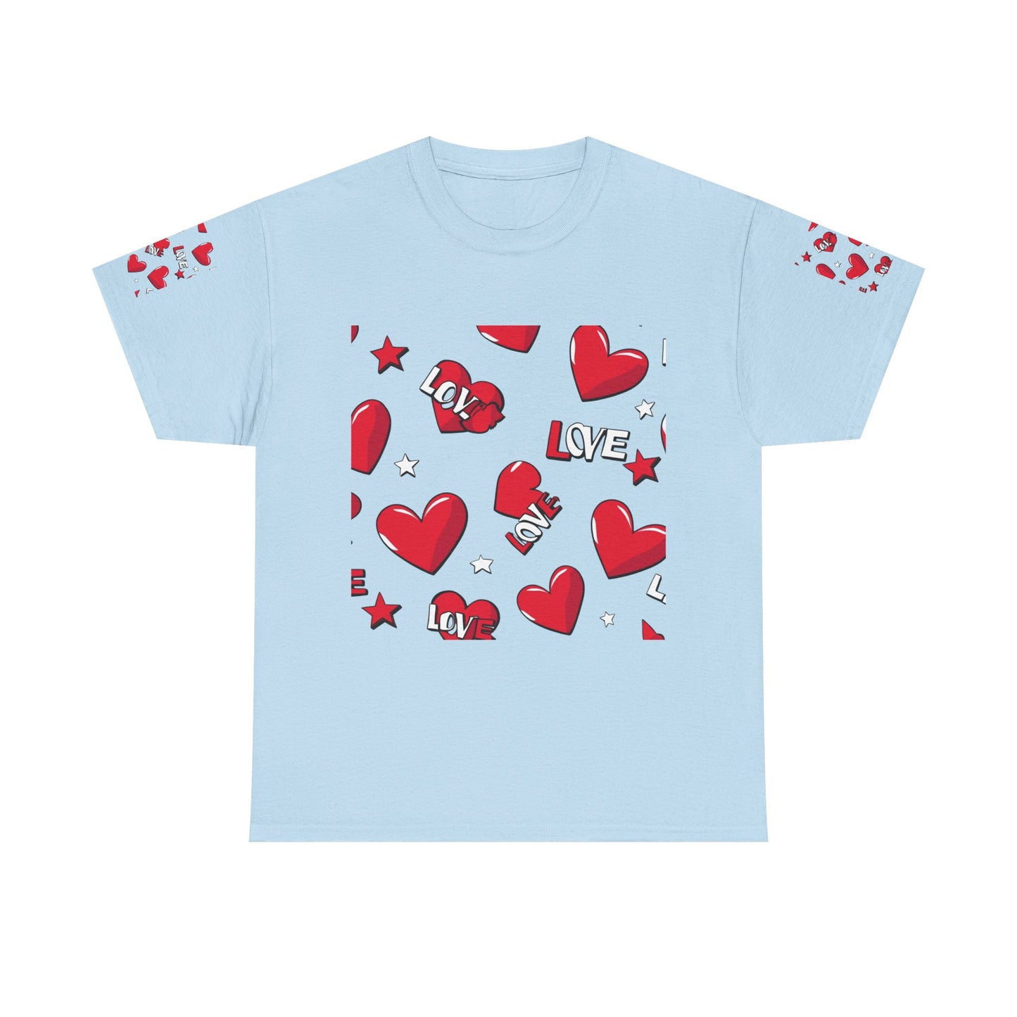 Romantic Love Heart Heavy Cotton Tee - Perfect for Everyday Wear