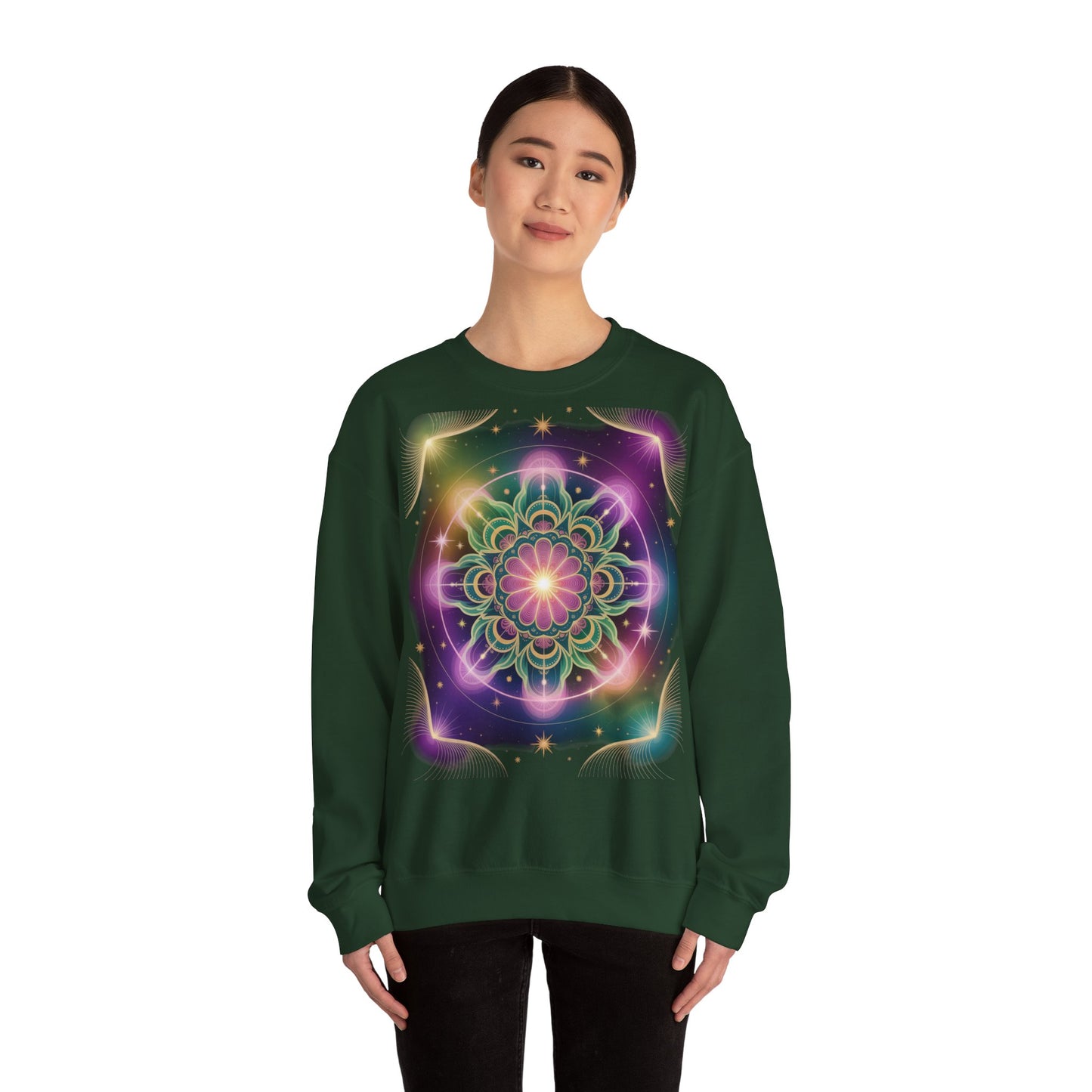 Cosmic Mandala Sweatshirt | Women's Crewneck | Soft Heavy Blend | Ideal for Cozy Nights, Meditation, Festivals, Gifts