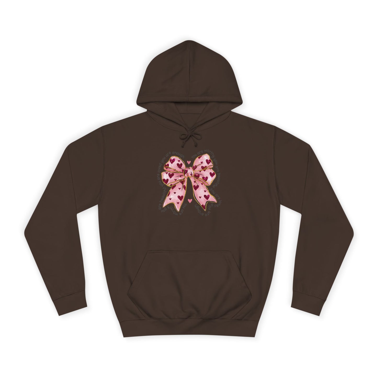Cute Pink Bow College Hoodie - Stylish & Comfy