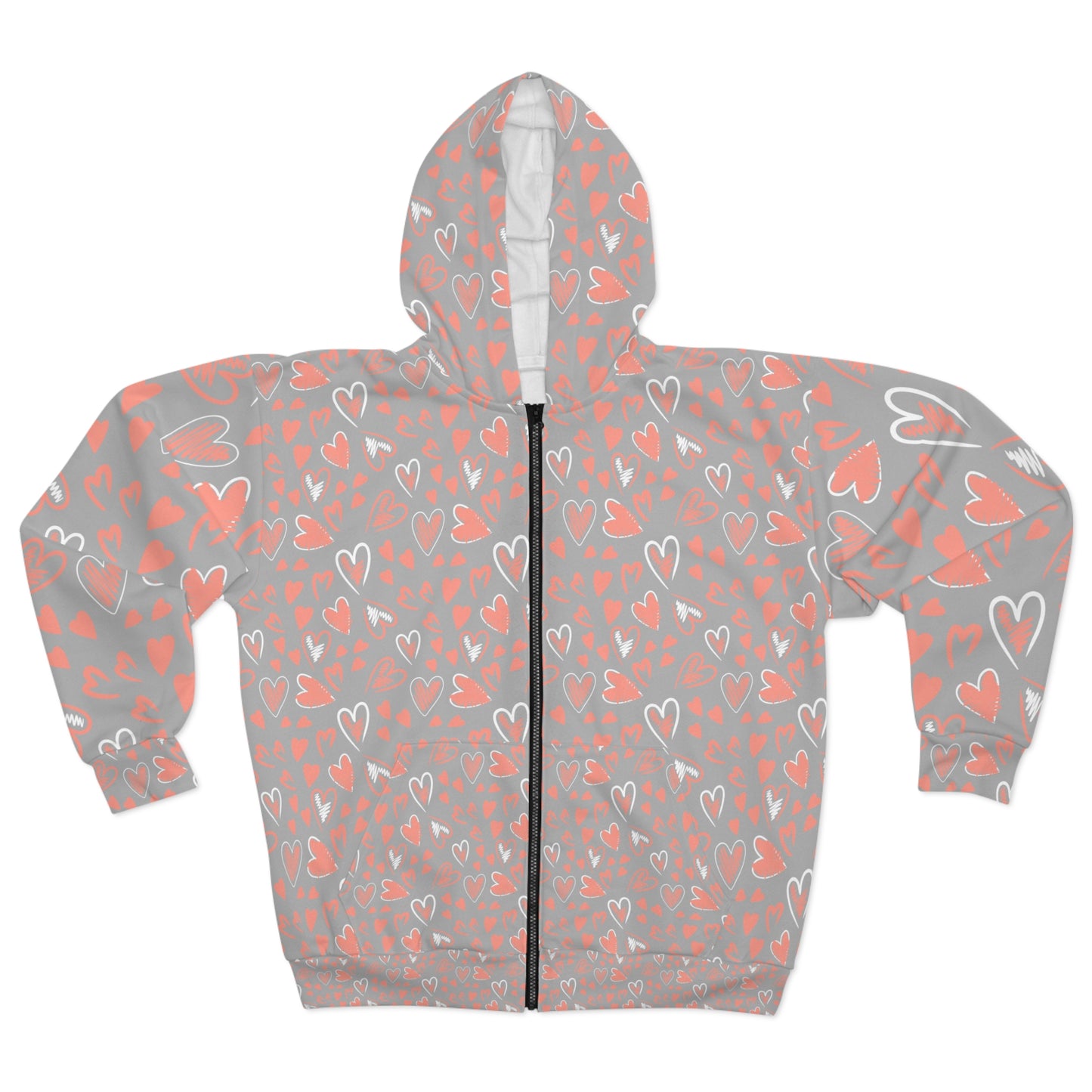 Sudadera con capucha y cremallera con estampado de corazón para el día de San Valentín