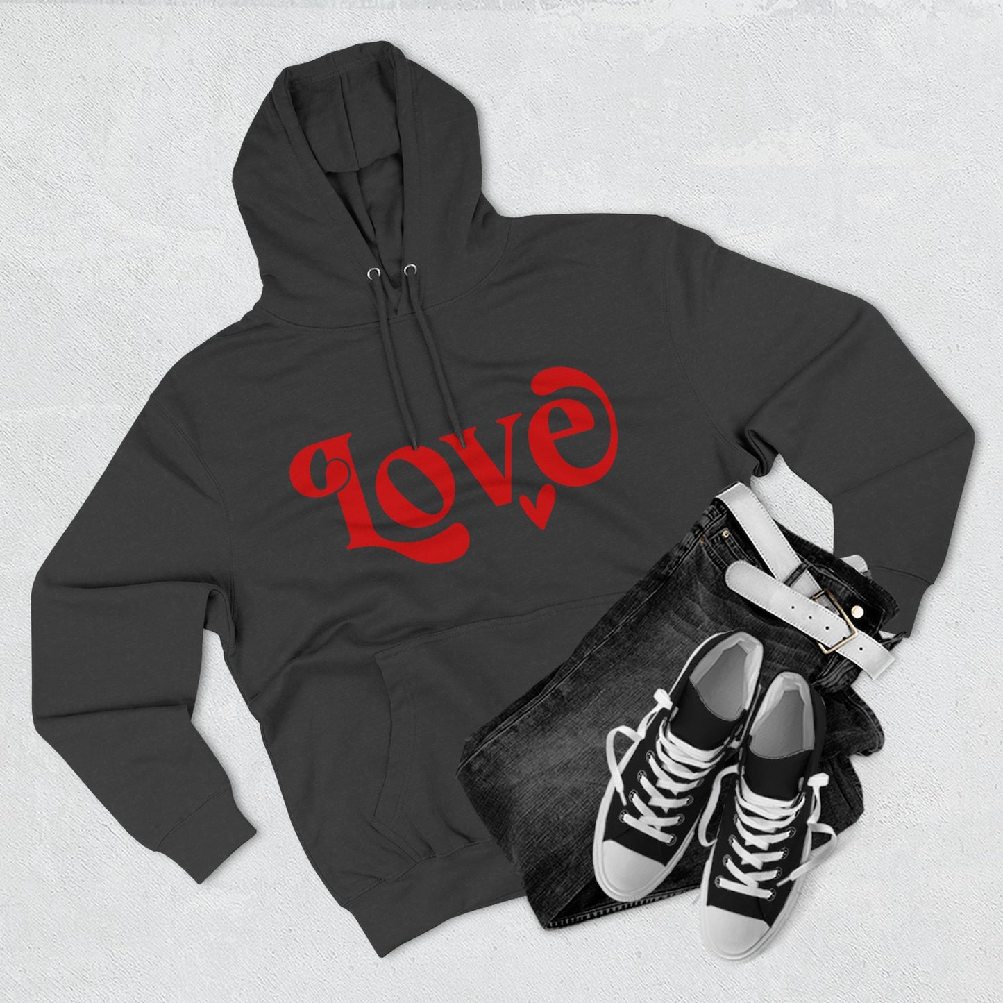 Sudadera con capucha de polar de tres paneles con gráfico Love