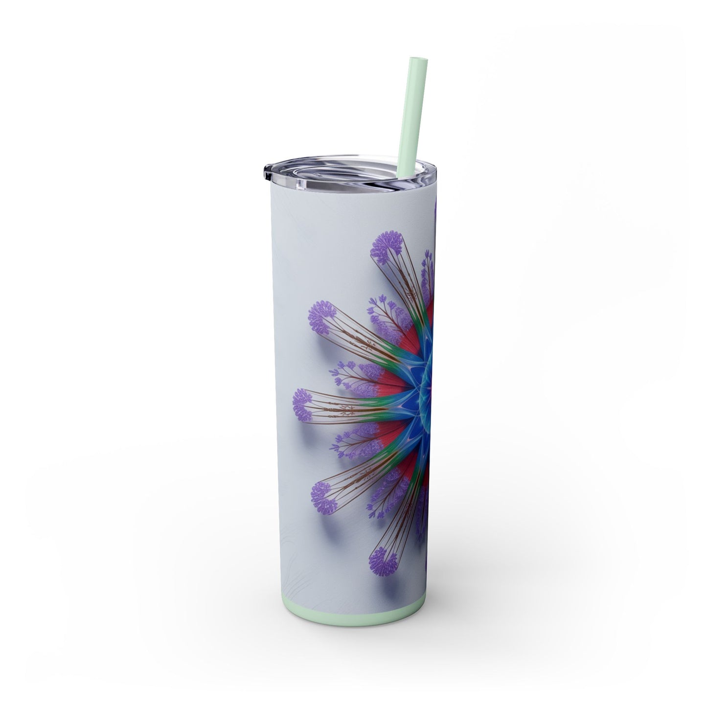 Vibrant Floral Skinny Tumbler with Straw, Flower Pattern Drink Cup, Eco-Friendly Travel Mug, Perfect for Summer Parties, Gifts for Her