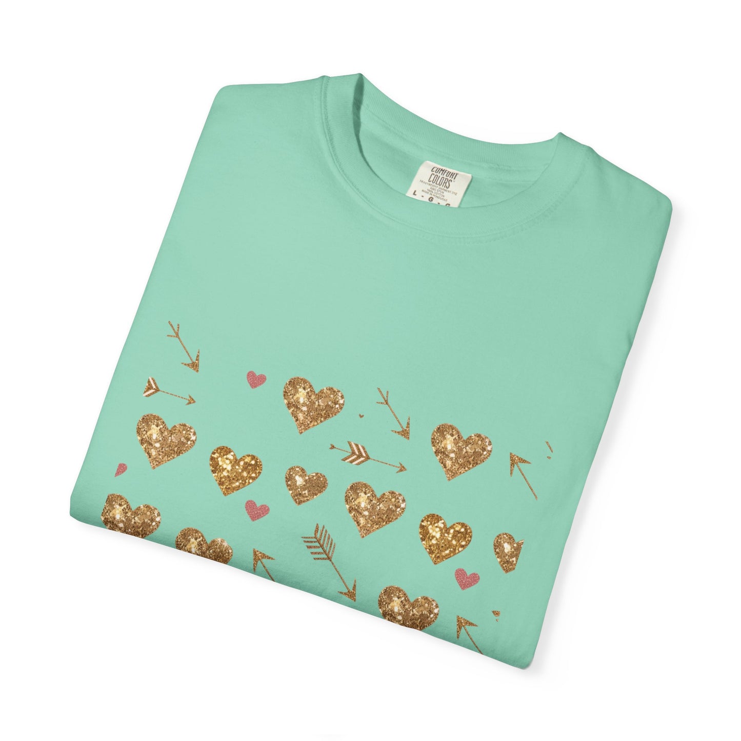 Gold Heart Pattern Women T-Shirt - Perfect for Everyday Love
