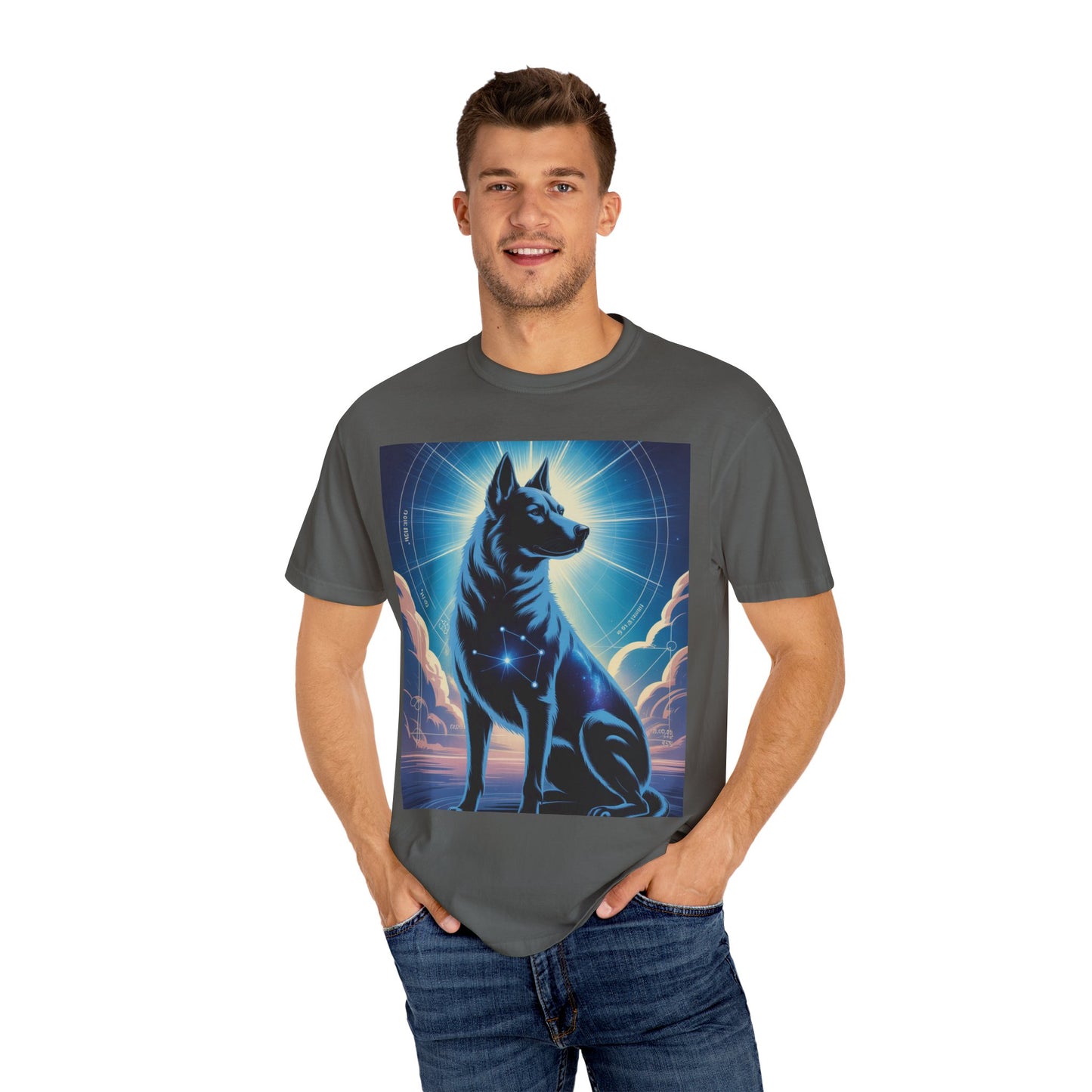Cosmic Canine Men's T-shirt | Starry Dog Graphic Tee, Animal Lover Gift, Soft Cotton Top, Casual Wear, Unique Pet Shirt