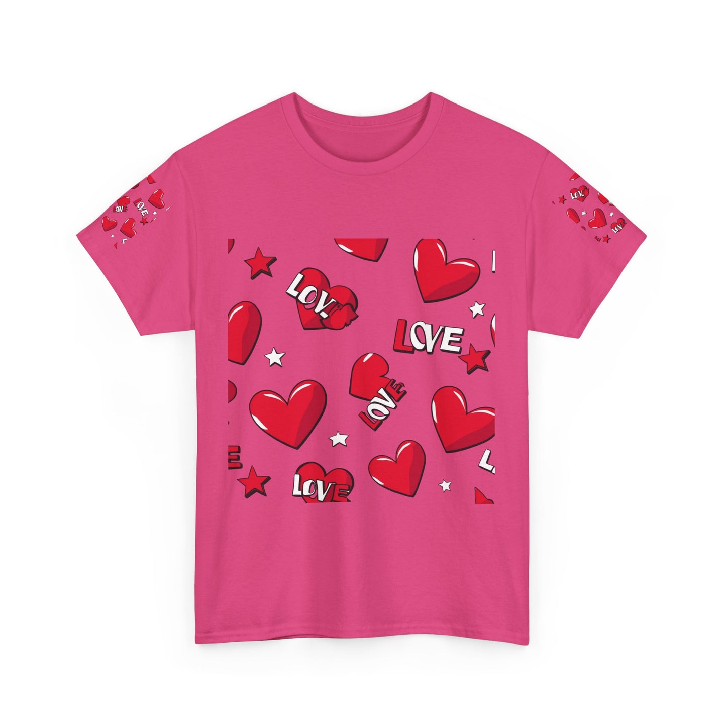 Romantic Love Heart Heavy Cotton Tee - Perfect for Everyday Wear