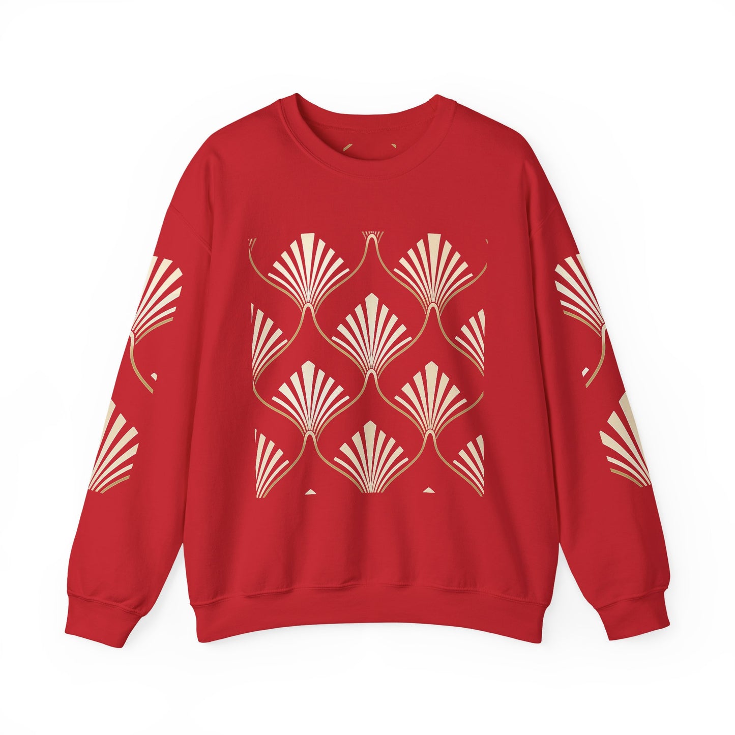 Elegant Gold Fan Pattern Crewneck Sweatshirt