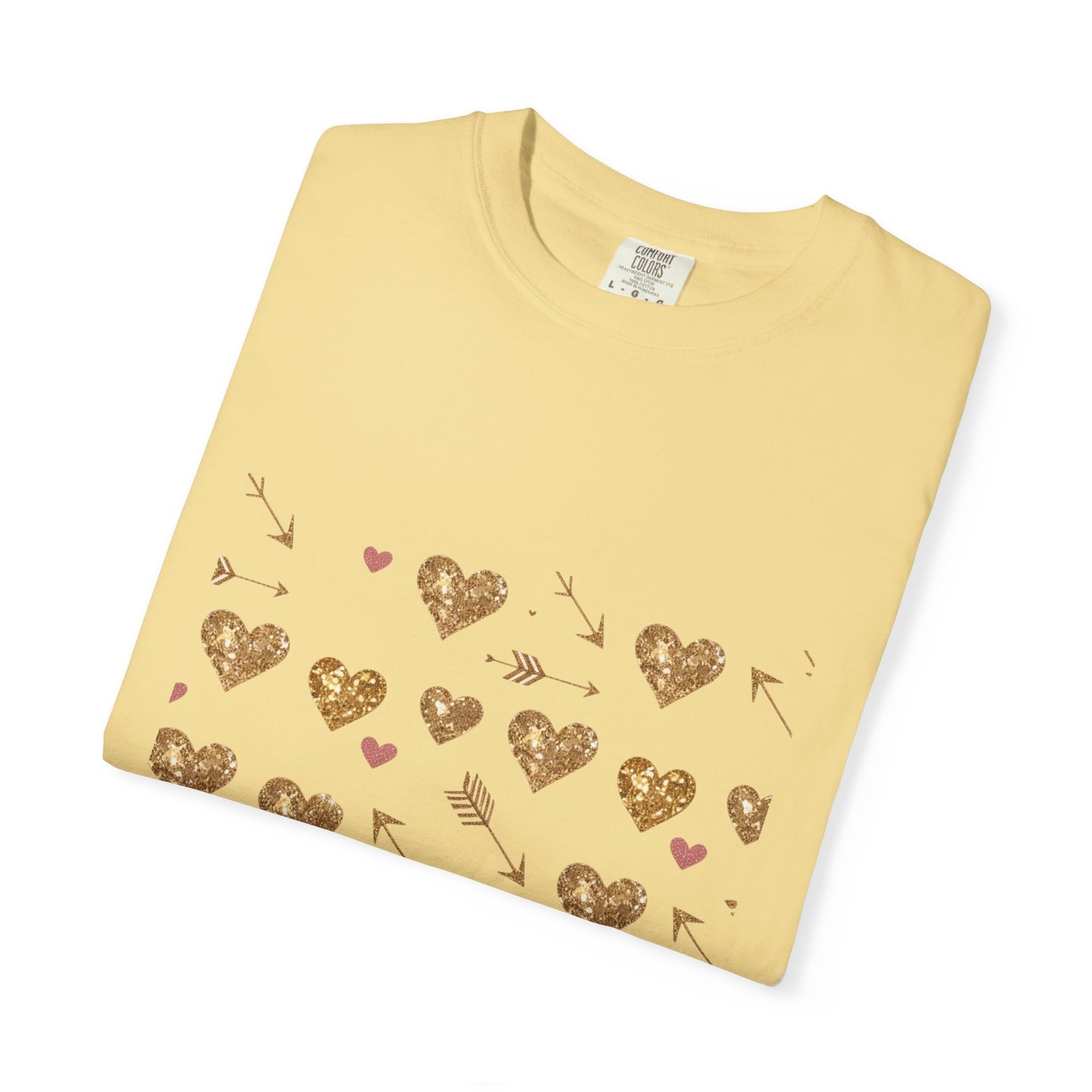 Gold Heart Pattern Women T-Shirt - Perfect for Everyday Love