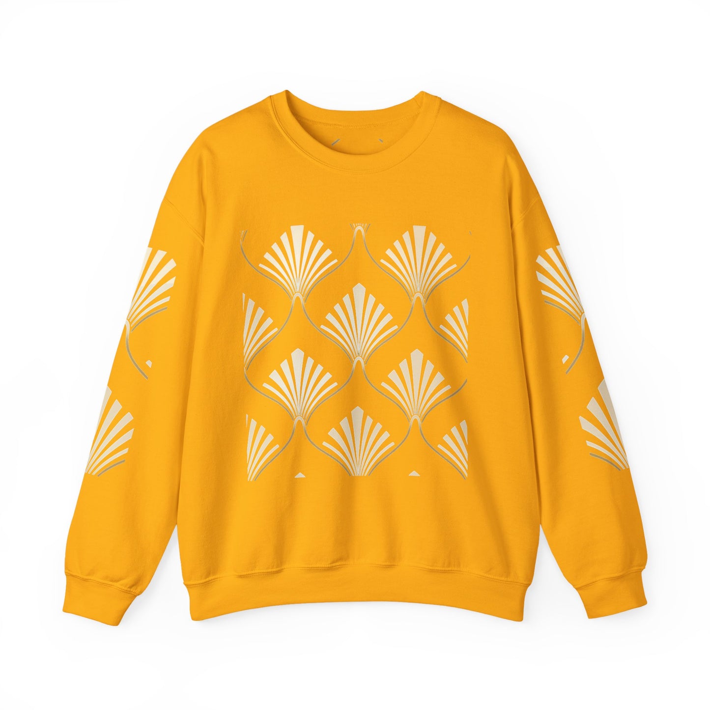 Elegant Gold Fan Pattern Crewneck Sweatshirt