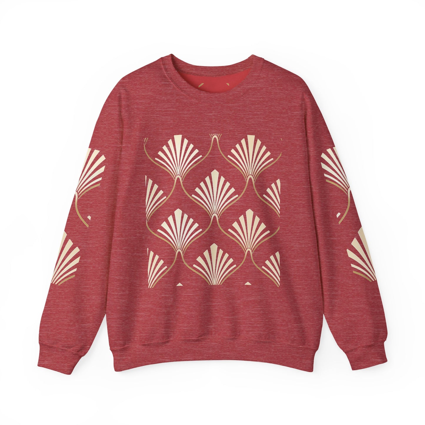Elegant Gold Fan Pattern Crewneck Sweatshirt
