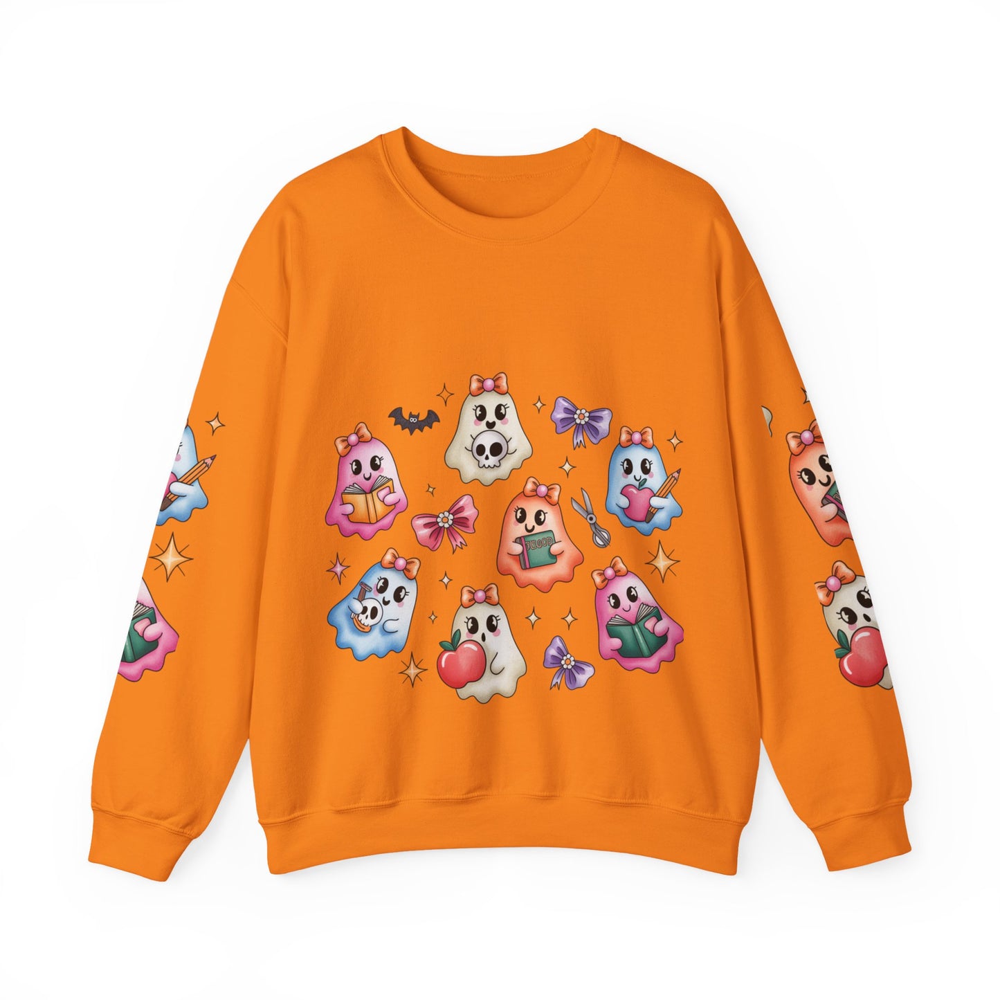 Cute Ghosts Women Crewneck Sweatshirt, Cozy Halloween Apparel, Spooky Season Outfit, Gift for Ghost Lovers, Funny Sweatshirt for Fall