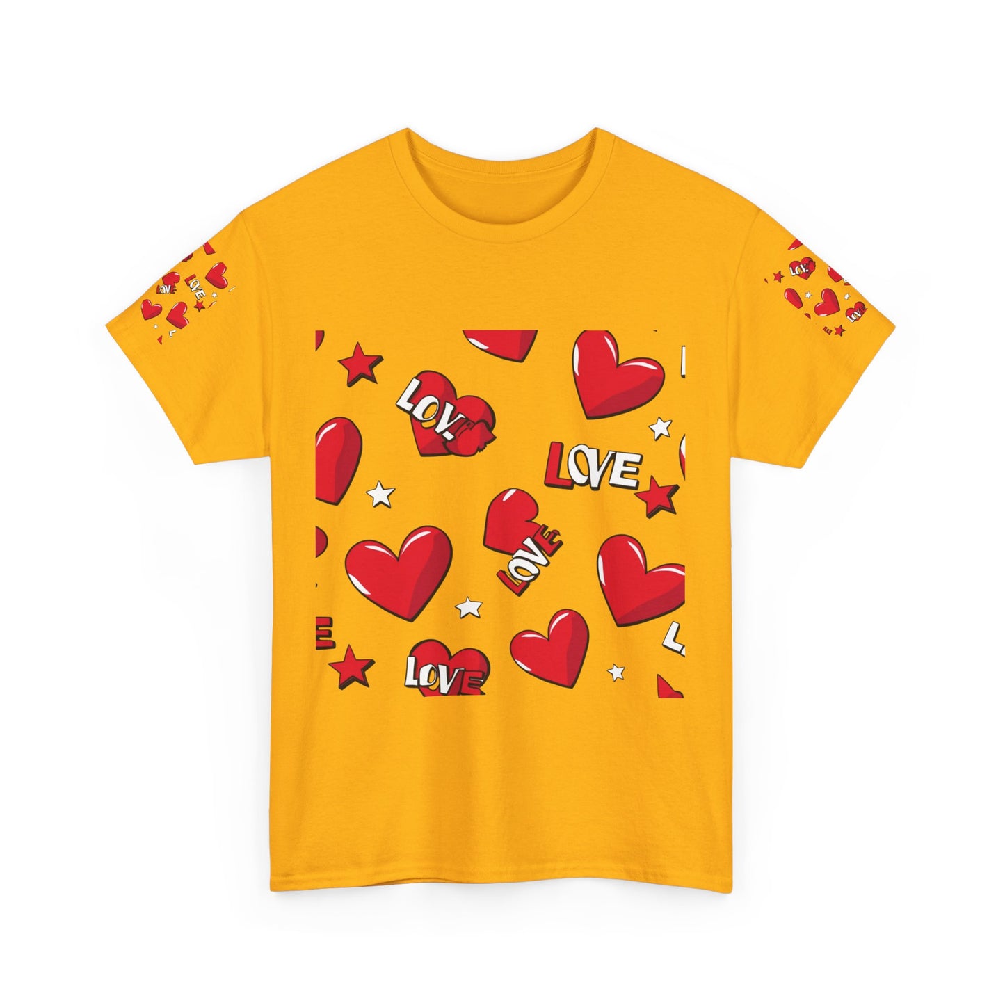 Romantic Love Heart Heavy Cotton Tee - Perfect for Everyday Wear