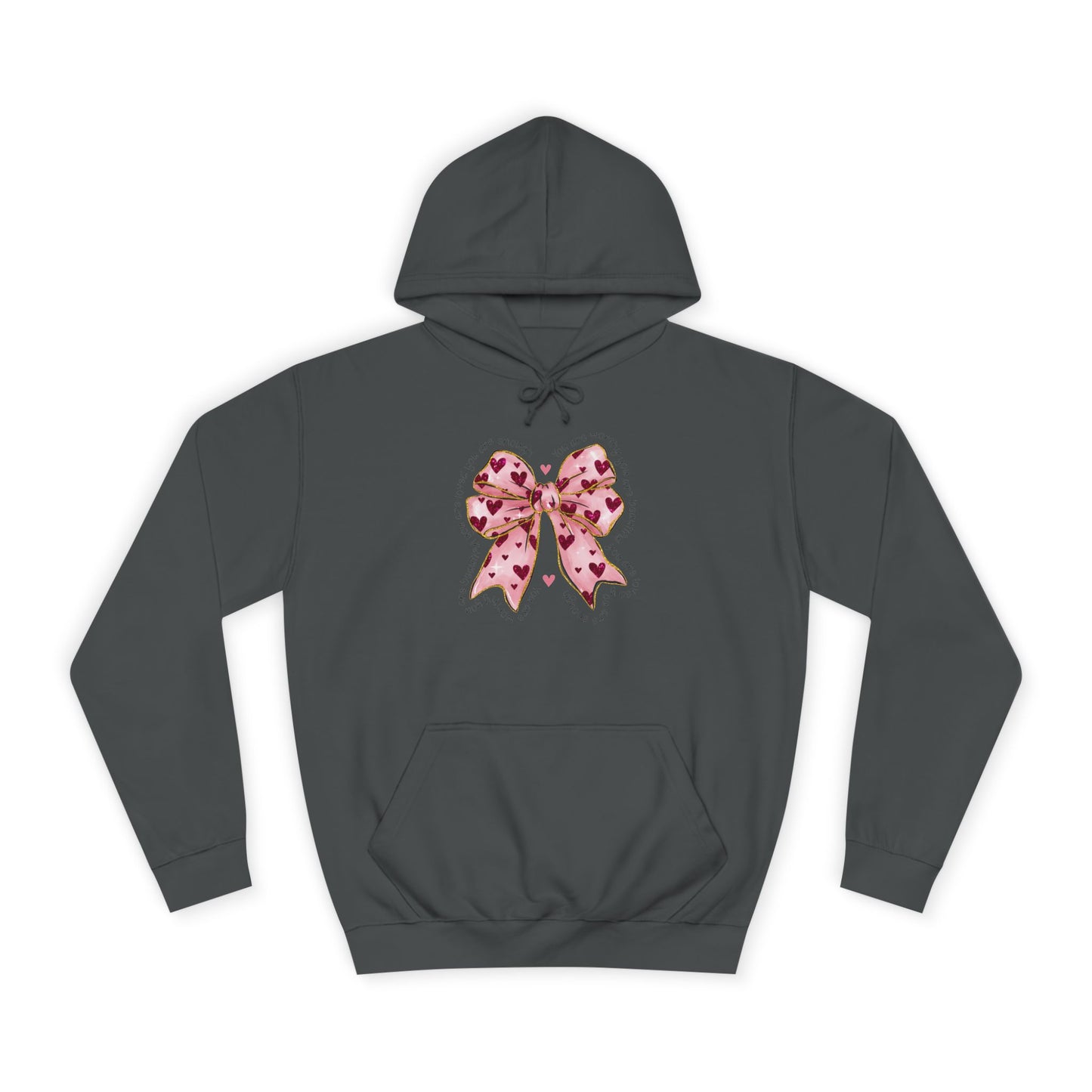 Cute Pink Bow College Hoodie - Stylish & Comfy