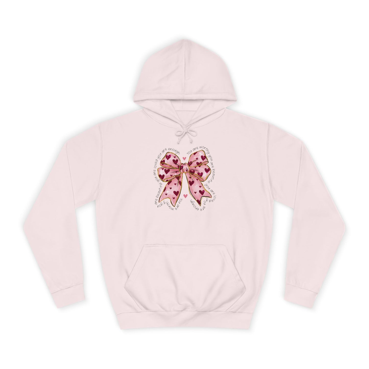 Cute Pink Bow College Hoodie - Stylish & Comfy