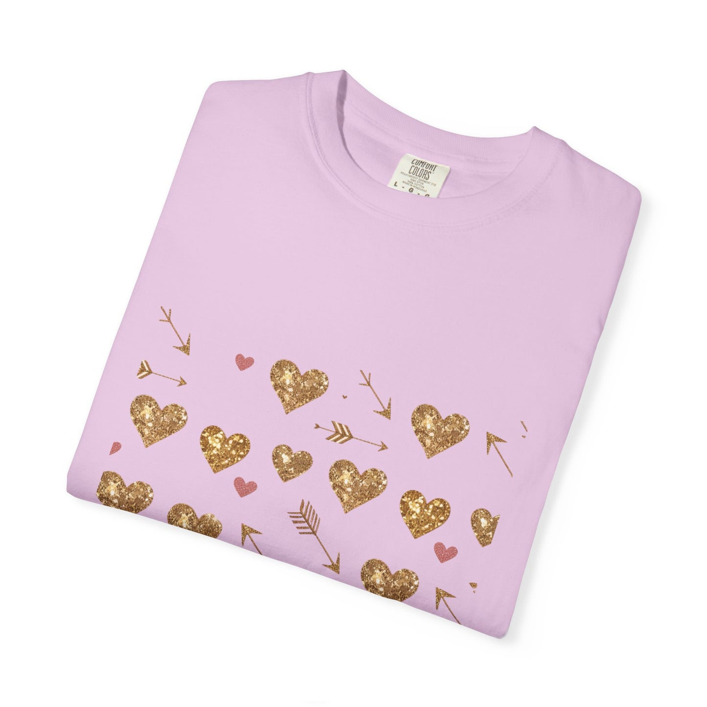 Camiseta de mujer con estampado de corazón dorado: perfecta para el amor cotidiano