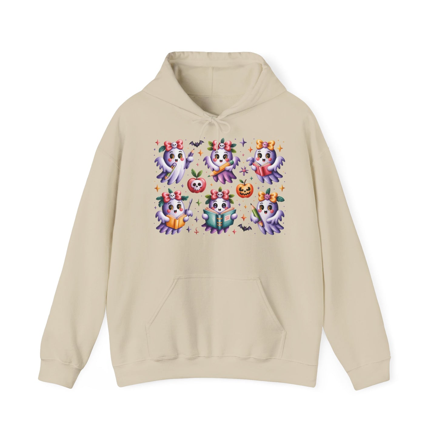 Whimsical Ghosts Halloween Hoodie, Spooky Sweatshirt, Women Cozy Pullover, Halloween Apparel, Pumpkin Decor, Ghostly Fashion