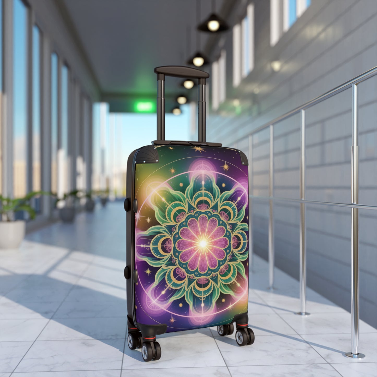 Colorful Mandala Suitcase - Travel Luggage, Bohemian Vacation Case, Unique Baggage, Colorful Travel Accessory, Festival Gear