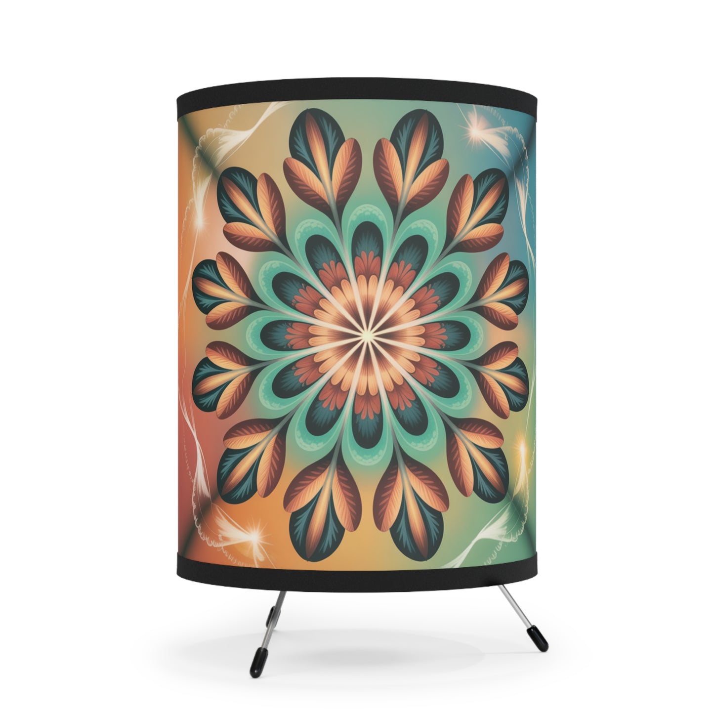 Tripod Lamp with Floral High-Res Shade, Bohemian Home Decor, Living Room Accent, Unique Gift, Bedroom Lighting, Festival Decor