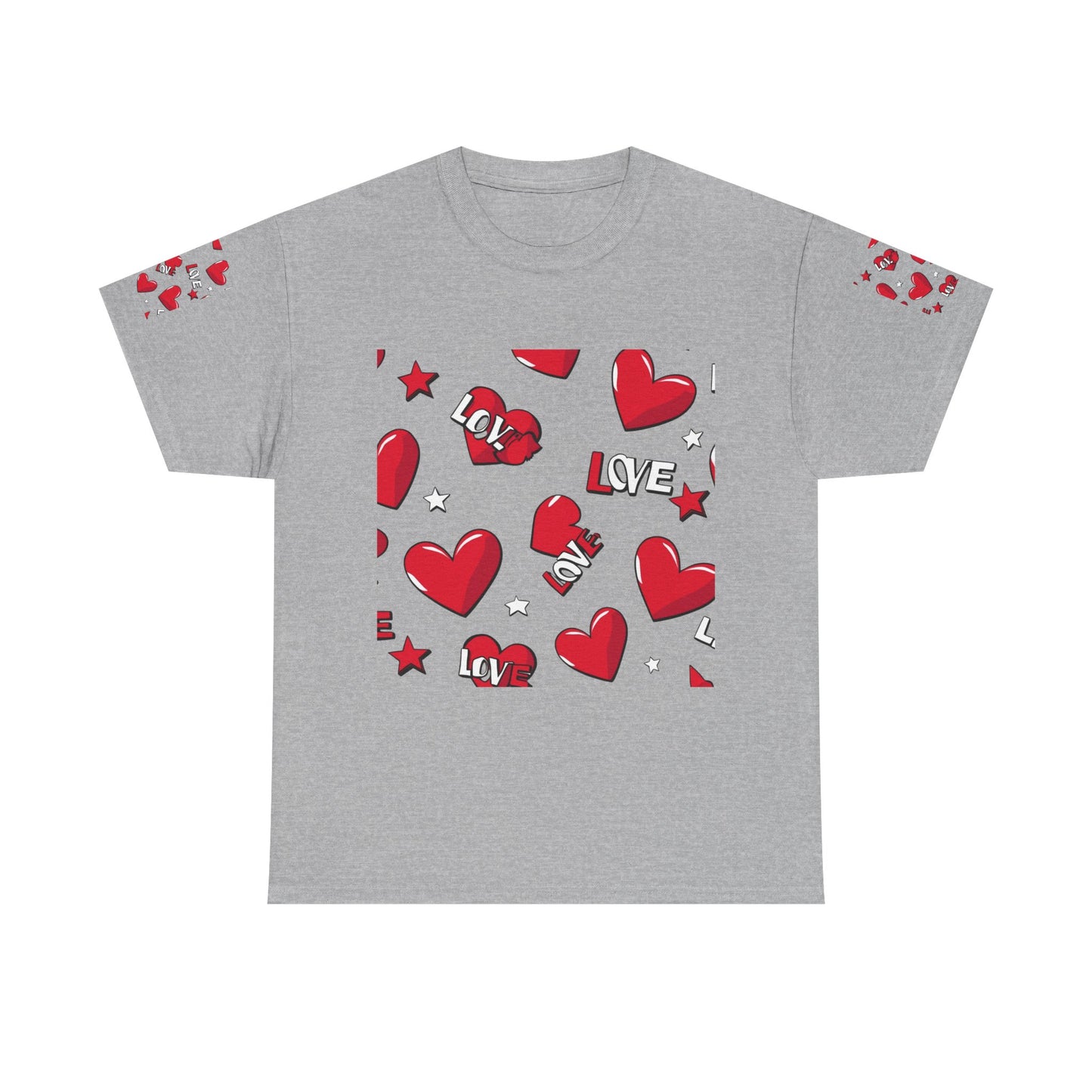 Romantic Love Heart Heavy Cotton Tee - Perfect for Everyday Wear