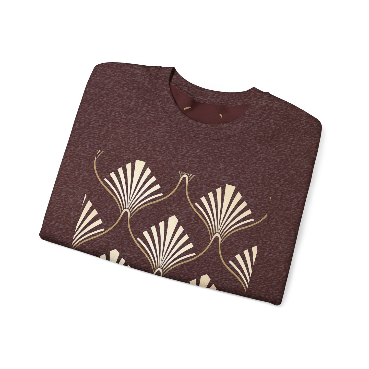 Elegant Gold Fan Pattern Crewneck Sweatshirt