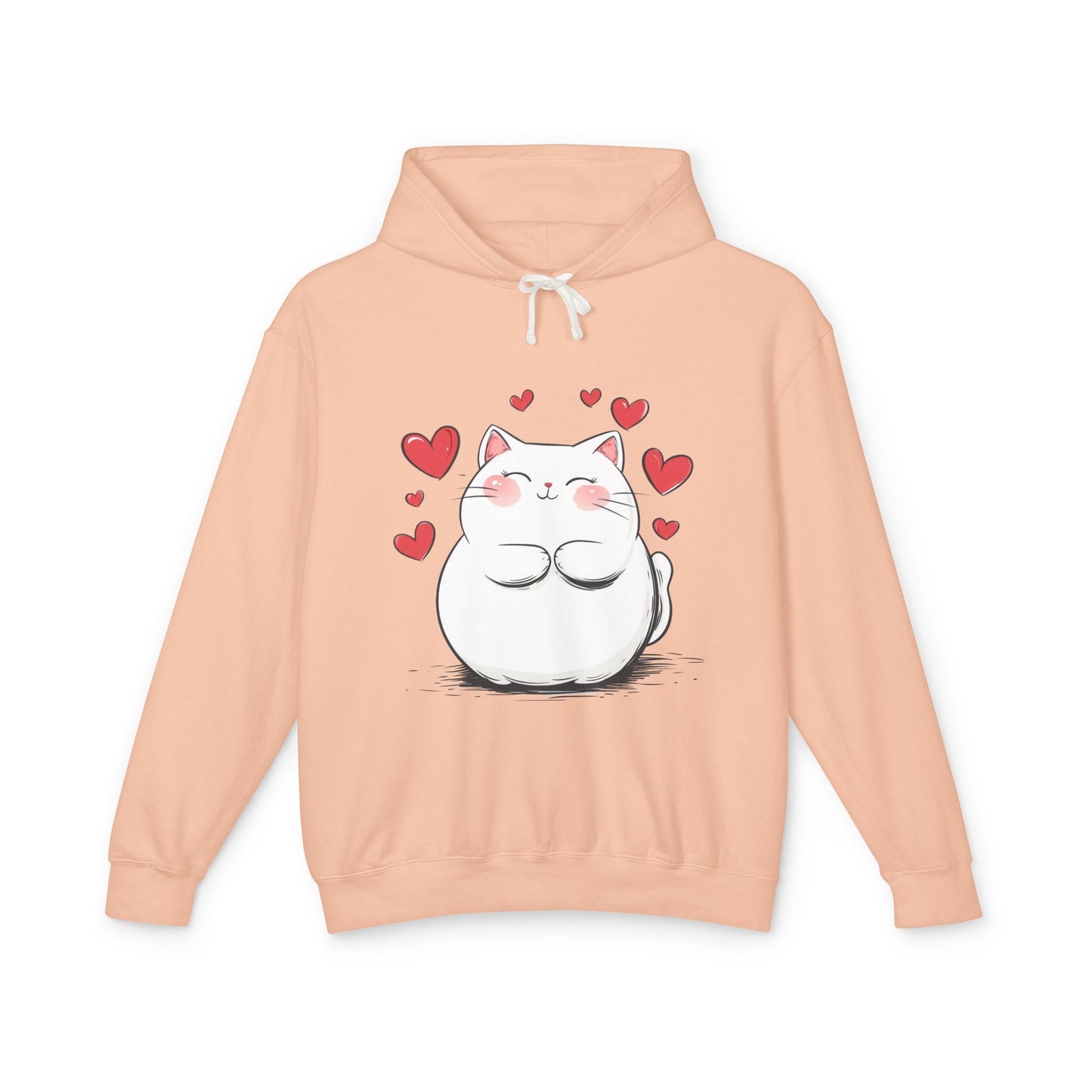 Cute Cat Love Lightweight Hooded Sweatshirt