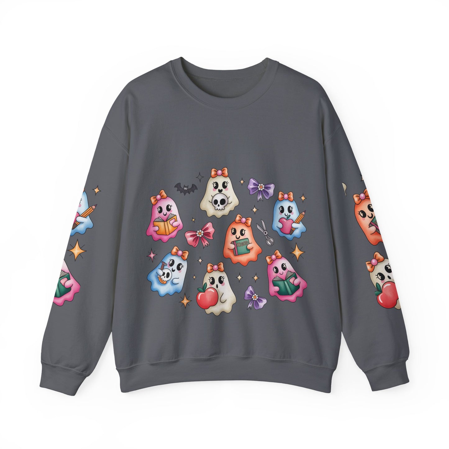 Cute Ghosts Women Crewneck Sweatshirt, Cozy Halloween Apparel, Spooky Season Outfit, Gift for Ghost Lovers, Funny Sweatshirt for Fall