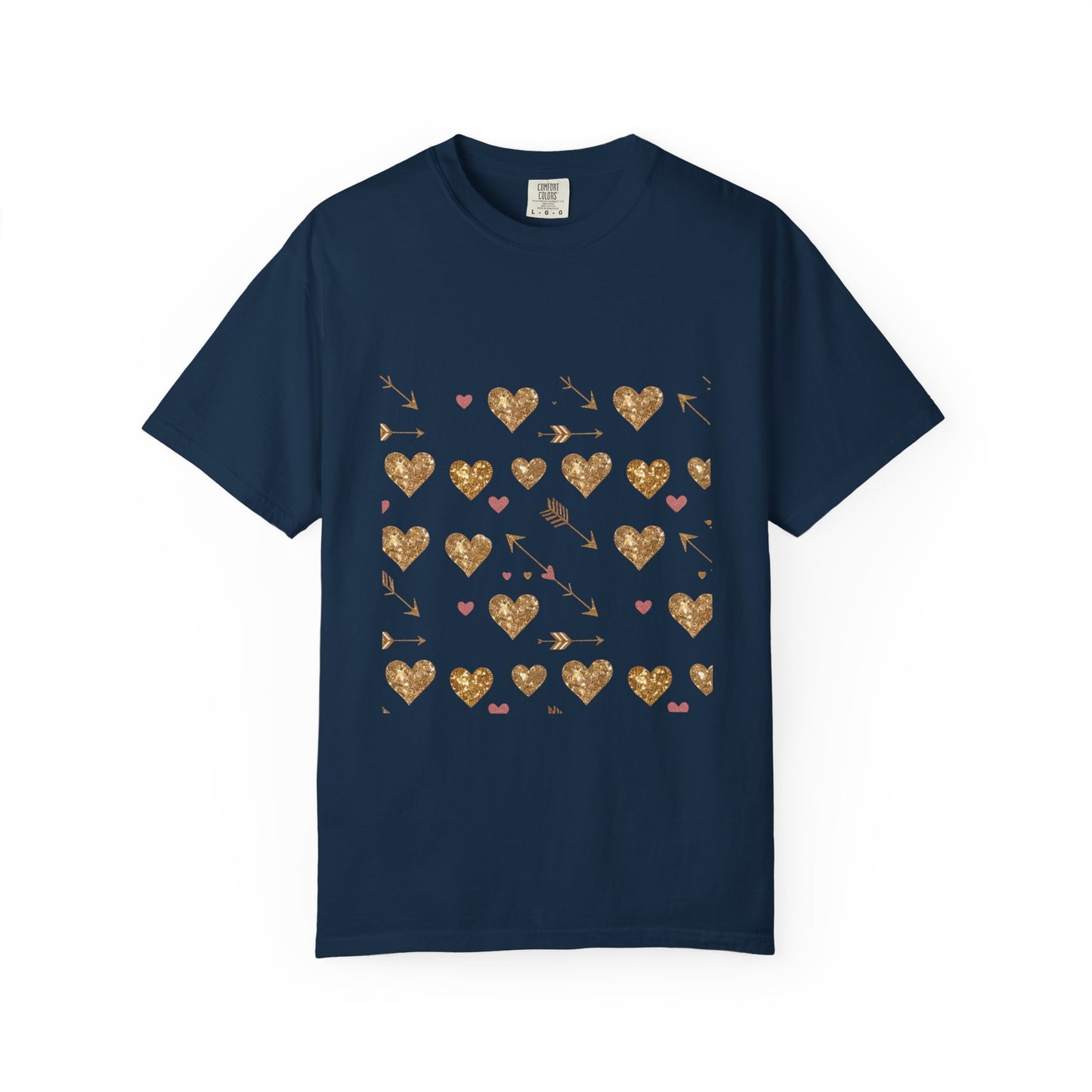 Gold Heart Pattern Women T-Shirt - Perfect for Everyday Love