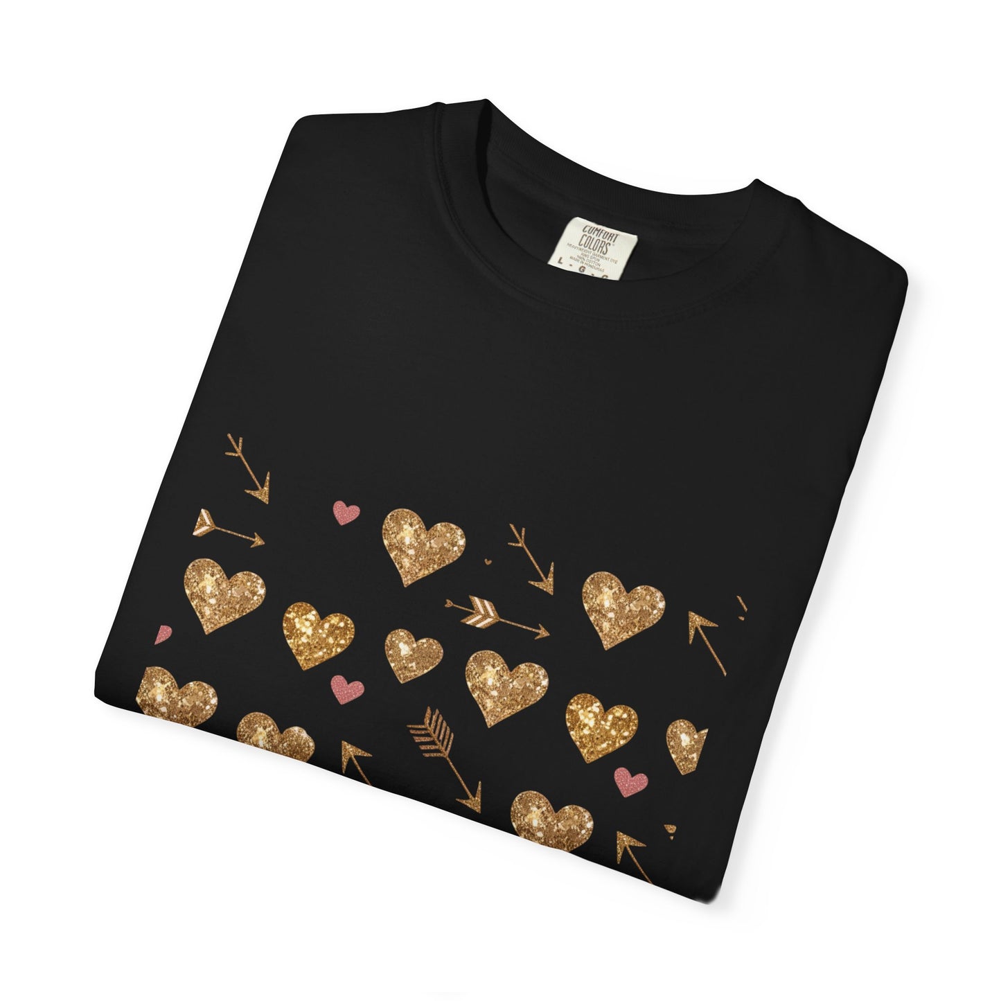 Gold Heart Pattern Women T-Shirt - Perfect for Everyday Love