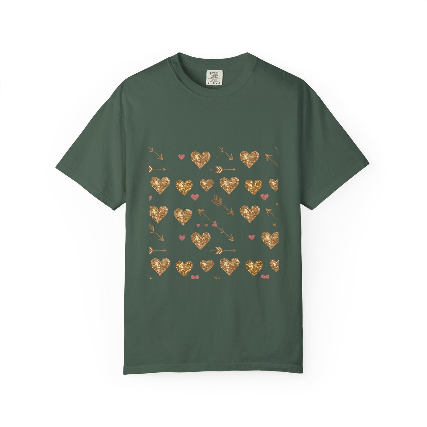 Gold Heart Pattern Women T-Shirt - Perfect for Everyday Love