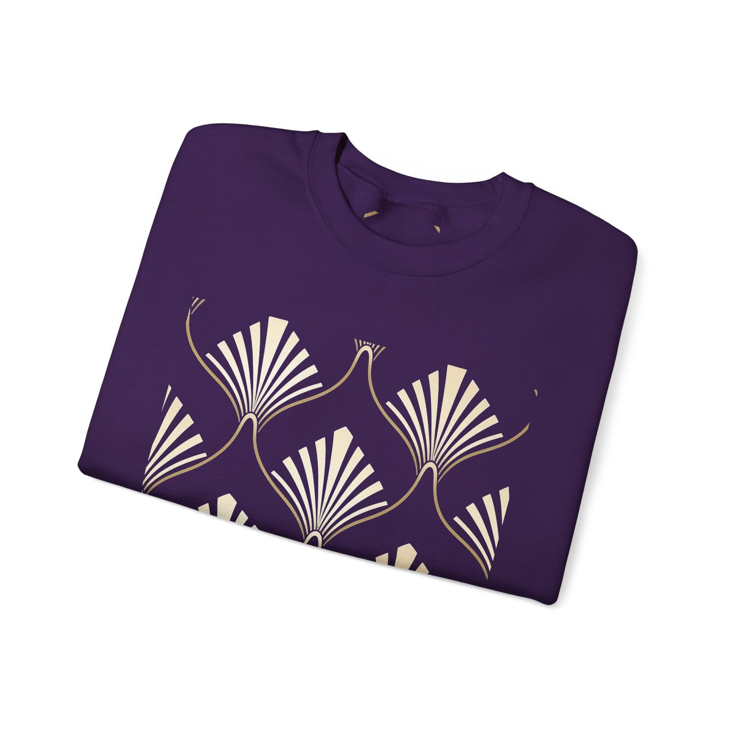 Elegant Gold Fan Pattern Crewneck Sweatshirt